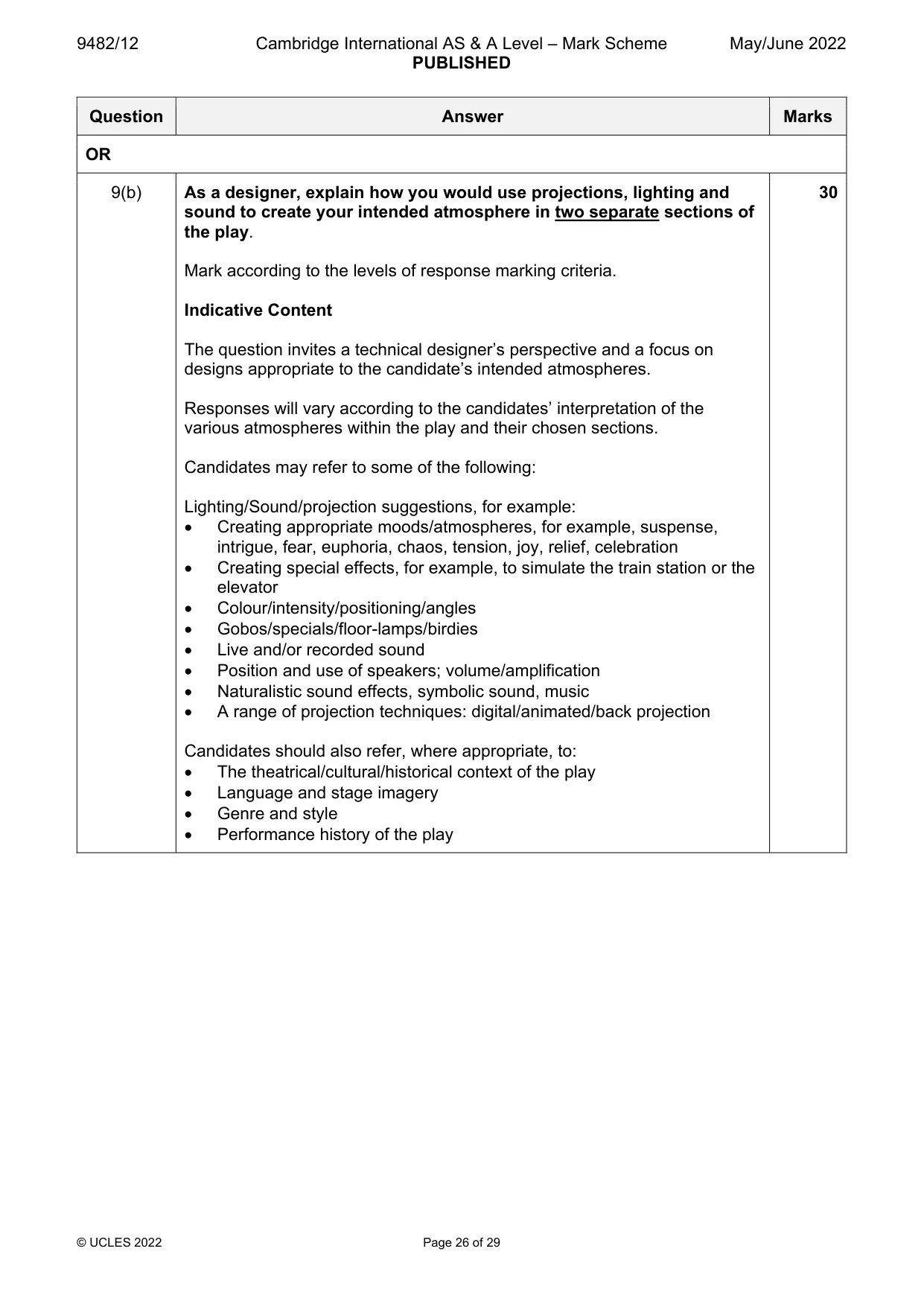 Mark scheme, page 26 of 29