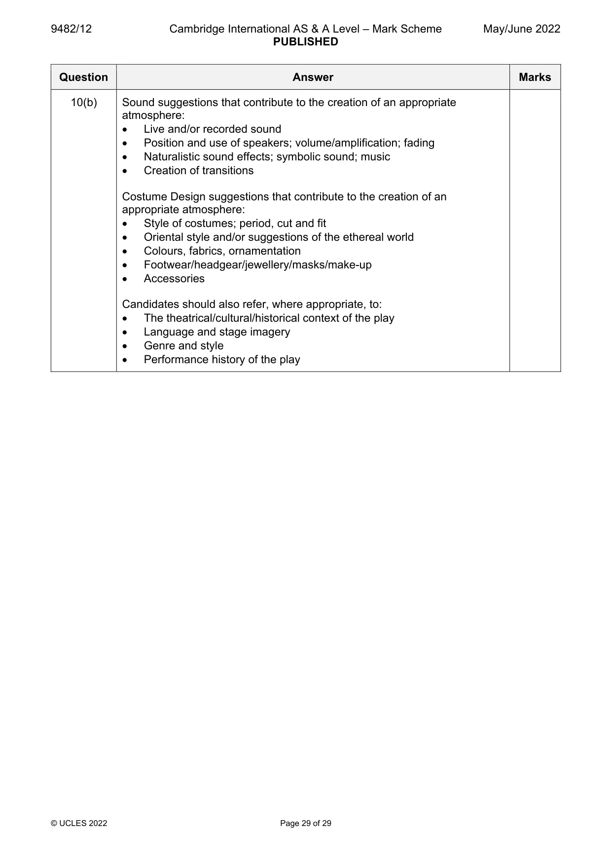 Mark scheme, page 29 of 29