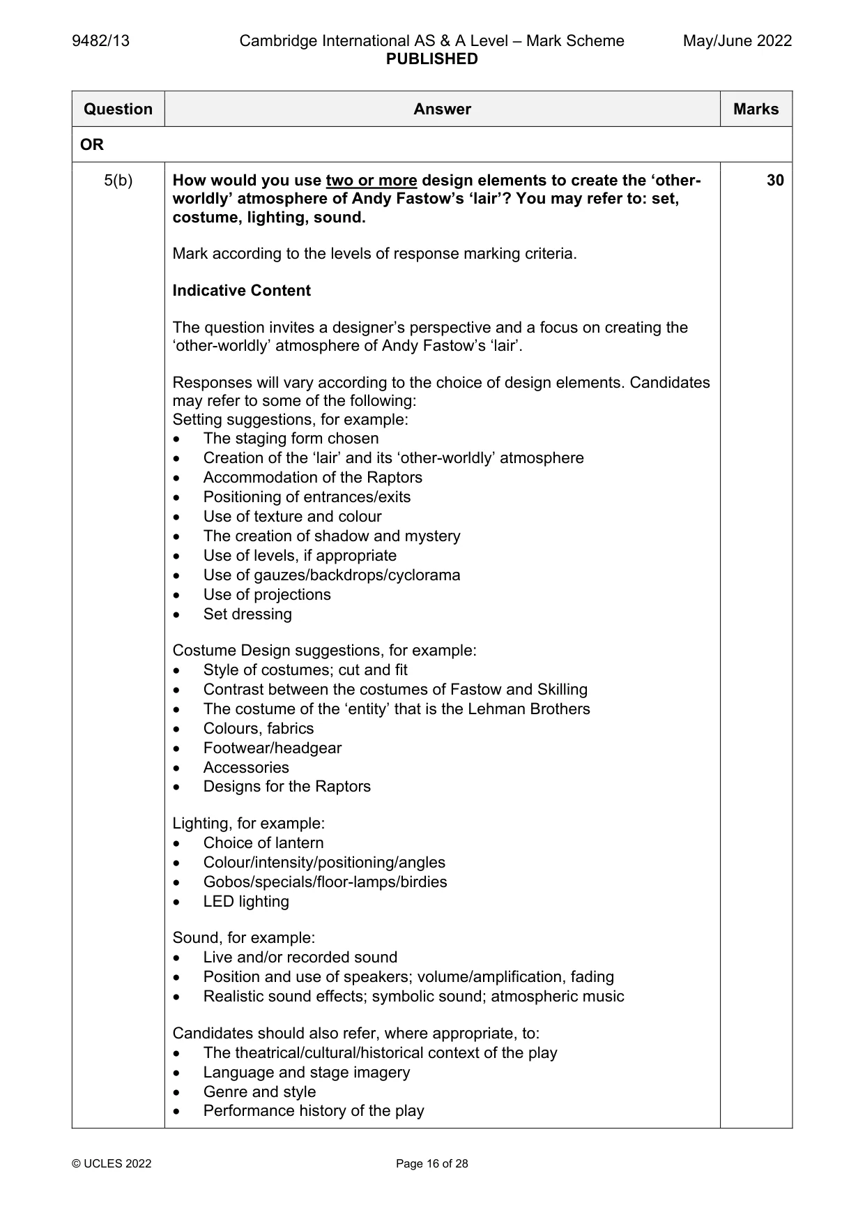 Mark scheme, page 16 of 28