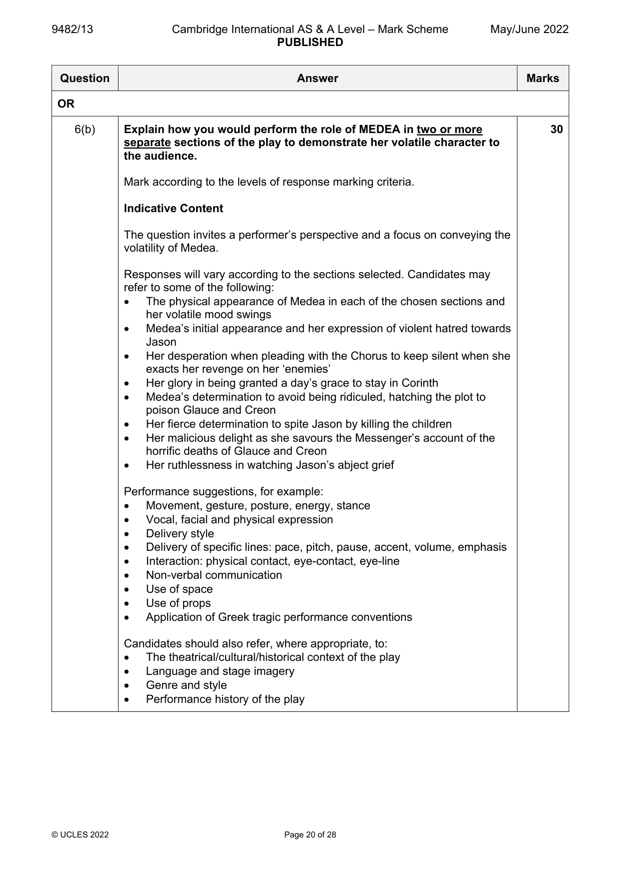 Mark scheme, page 20 of 28