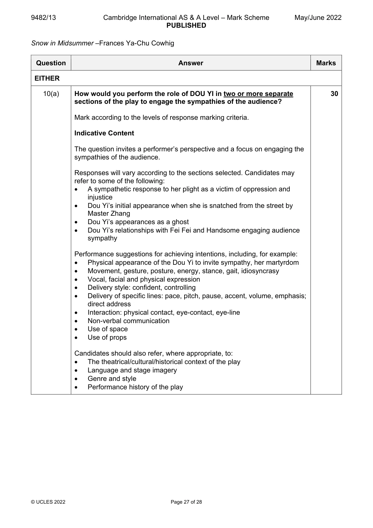 Mark scheme, page 27 of 28