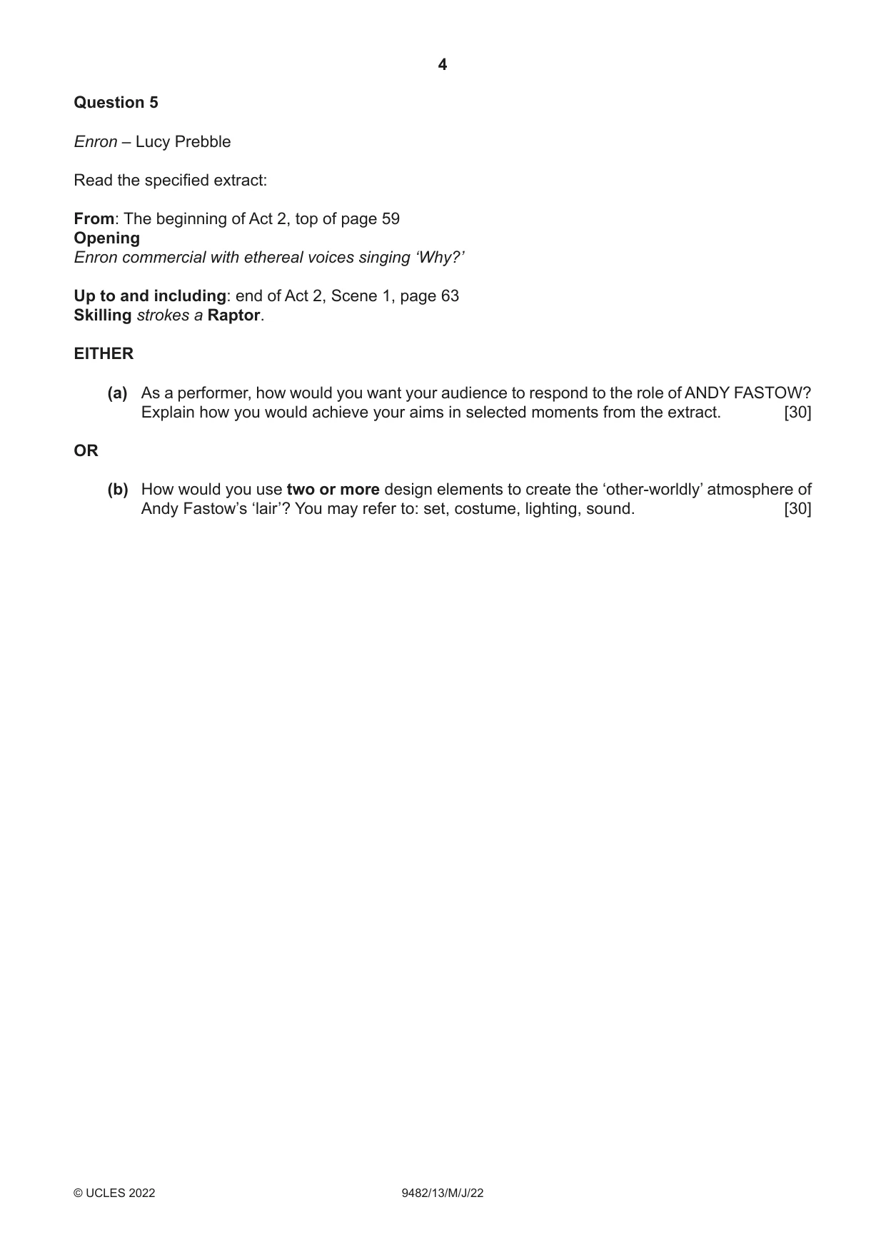 Cambridge A Level Drama 9482 2022 May/June Paper 1 · Variant 3 question paper, page 4 of 8