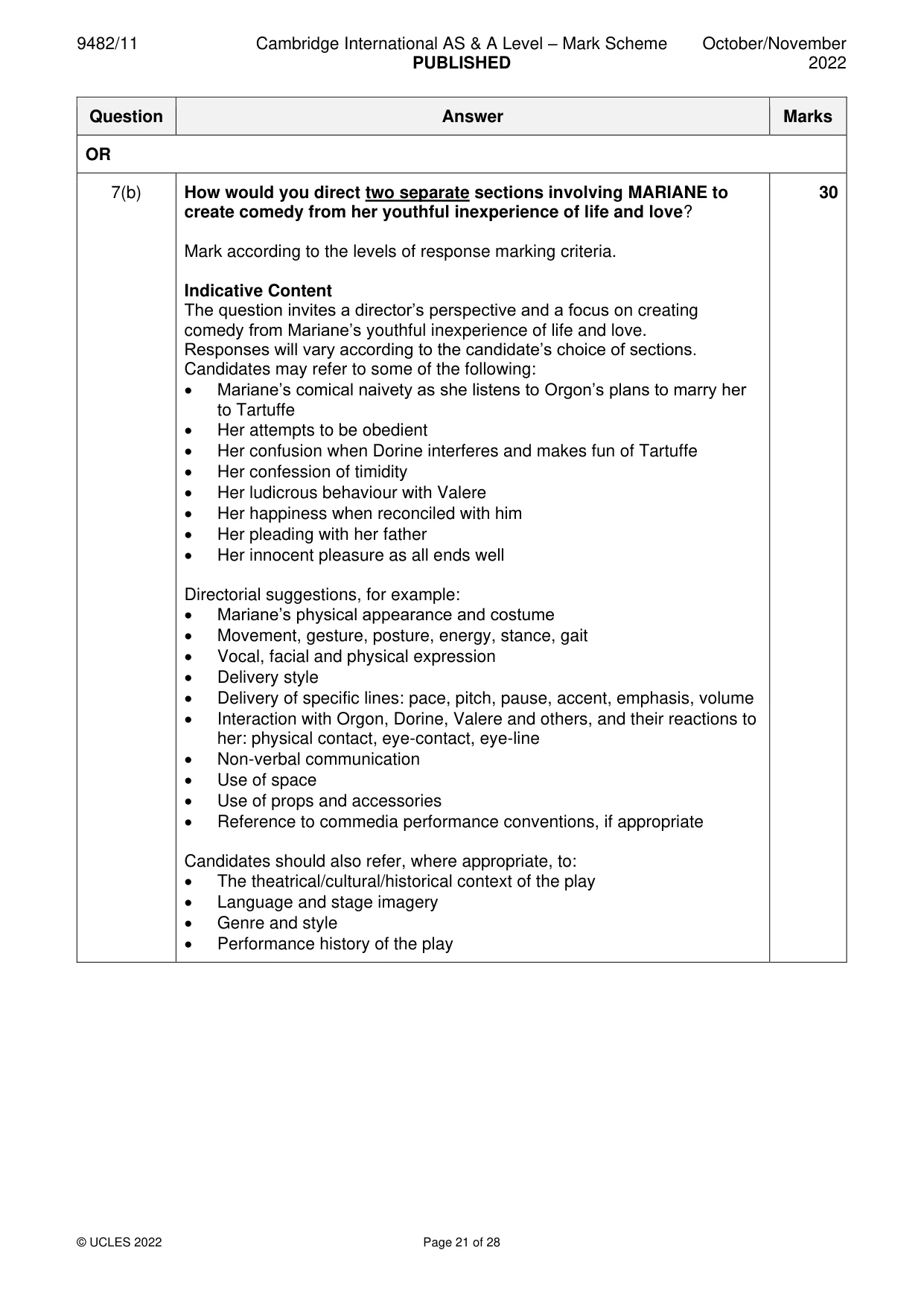 Mark scheme, page 21 of 28