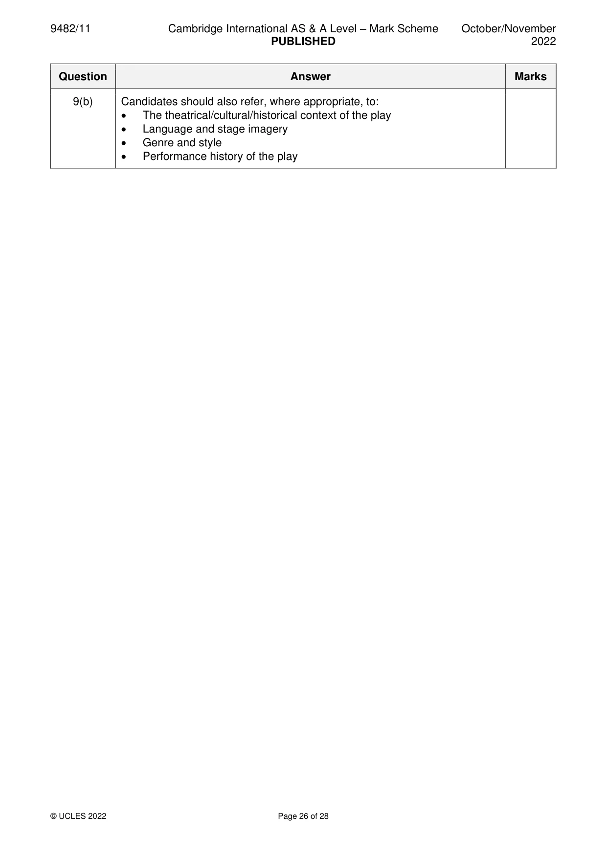 Mark scheme, page 26 of 28