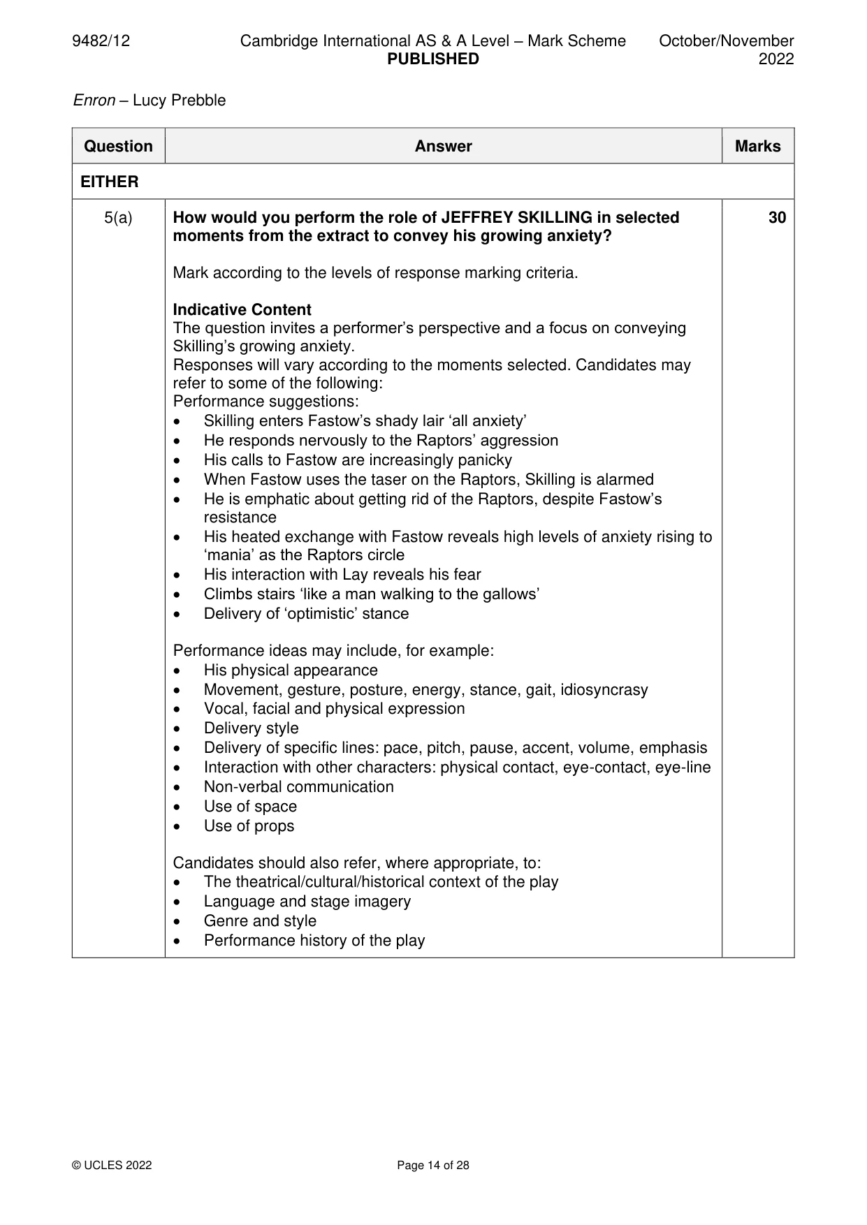 Mark scheme, page 14 of 28