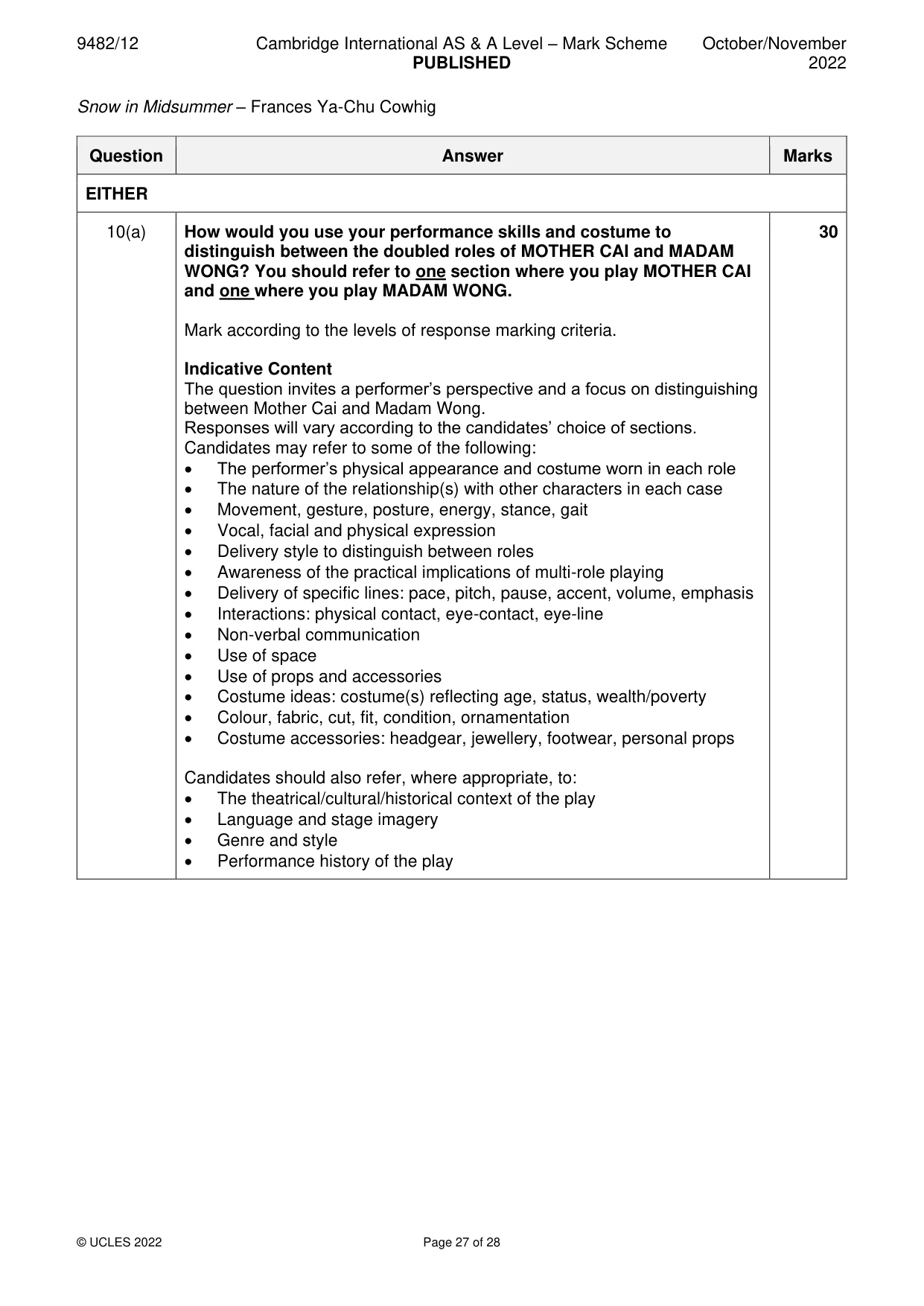 Mark scheme, page 27 of 28