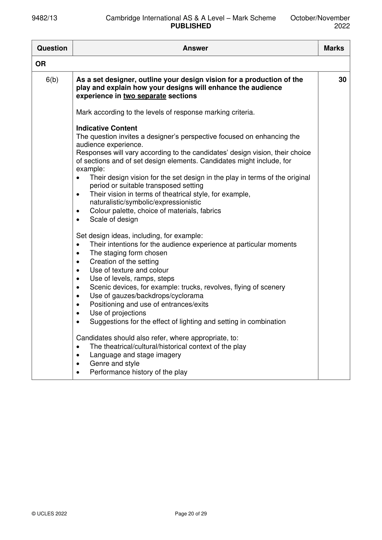 Mark scheme, page 20 of 29