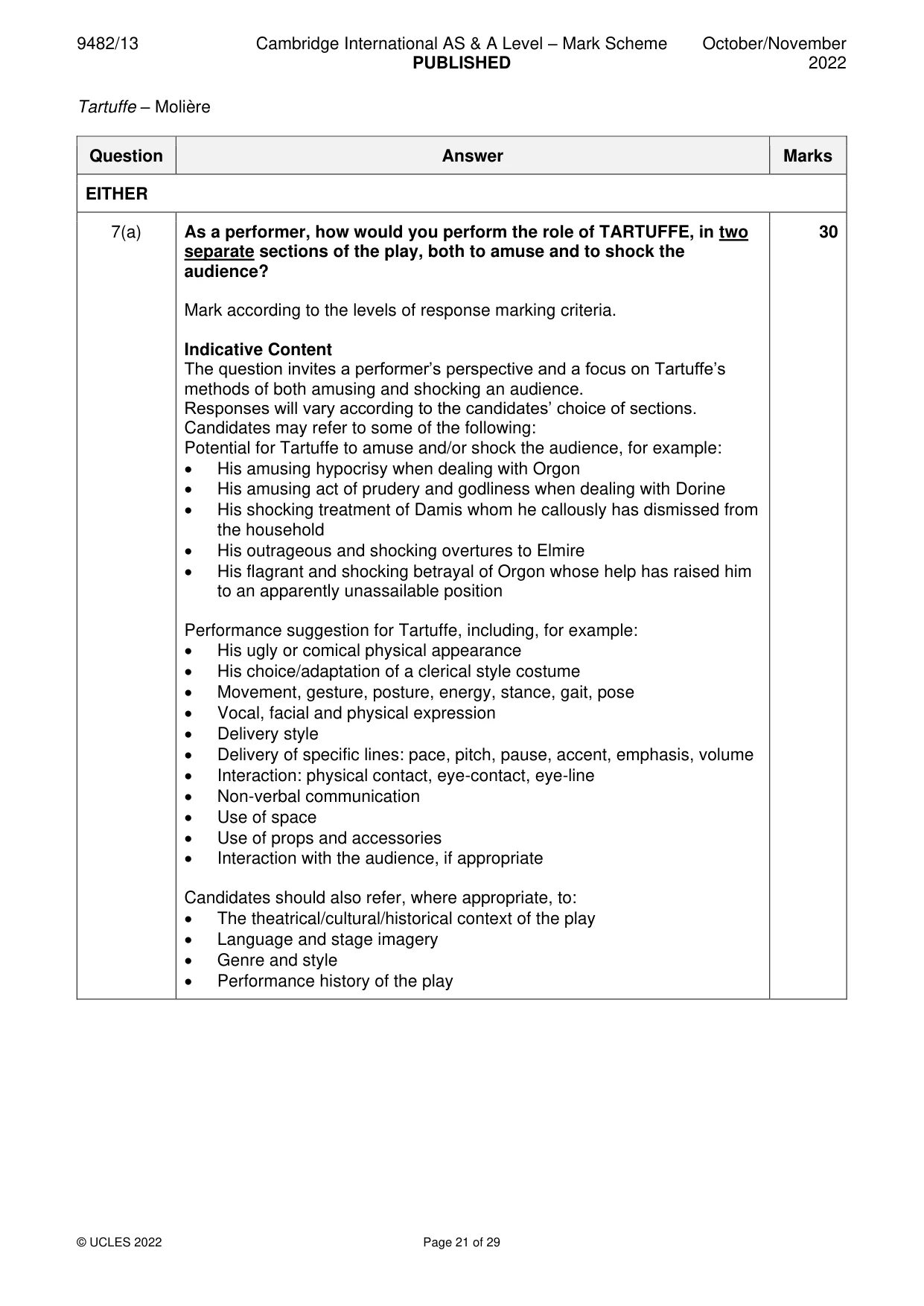 Mark scheme, page 21 of 29