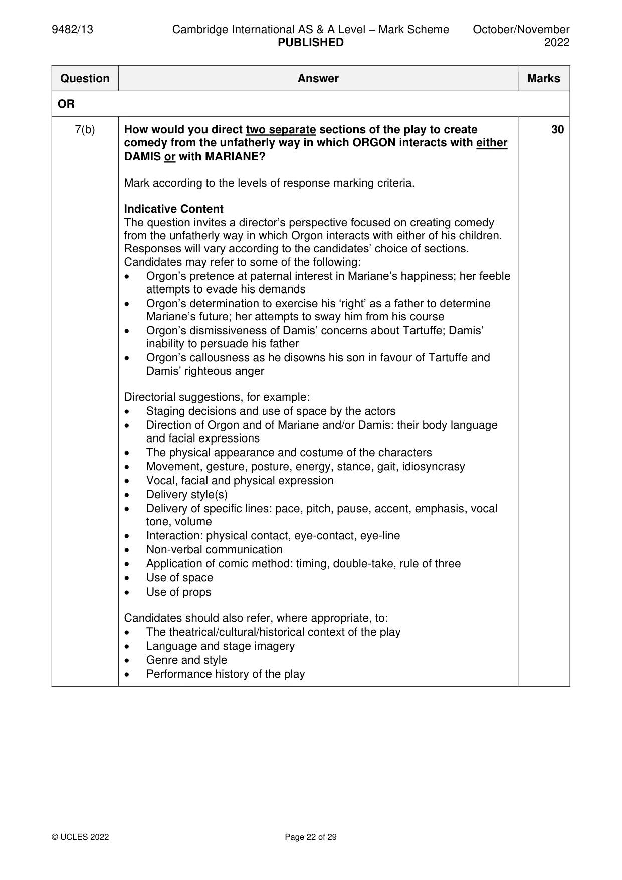 Mark scheme, page 22 of 29