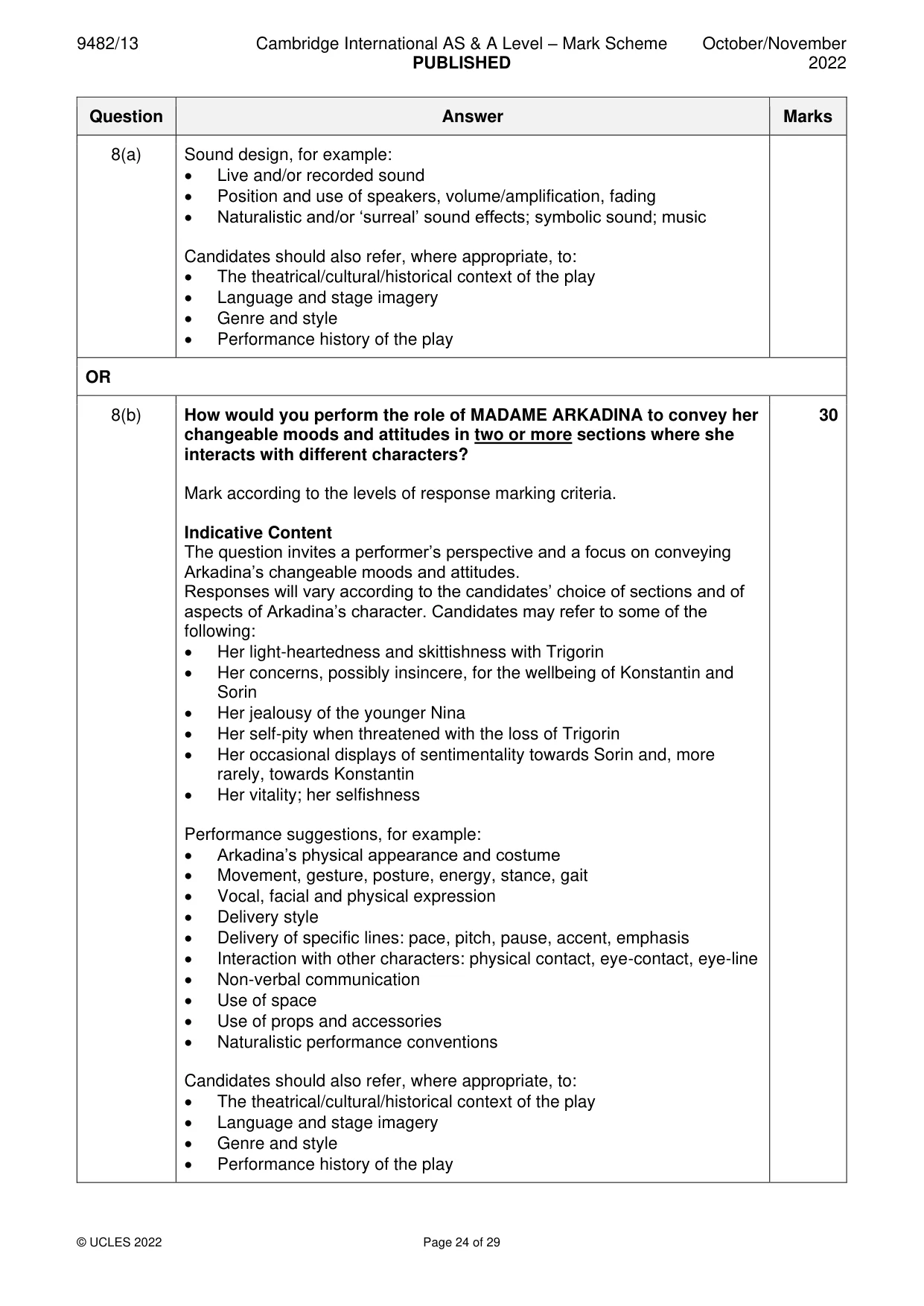 Mark scheme, page 24 of 29