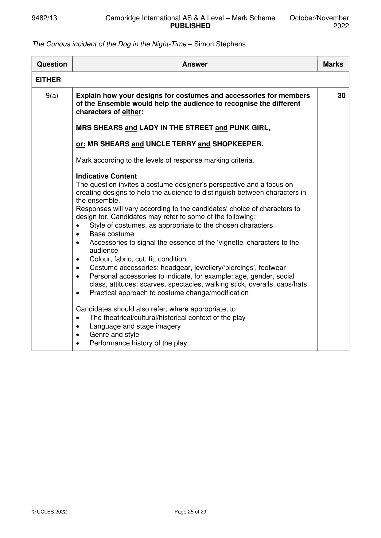 Mark scheme, page 25 of 29