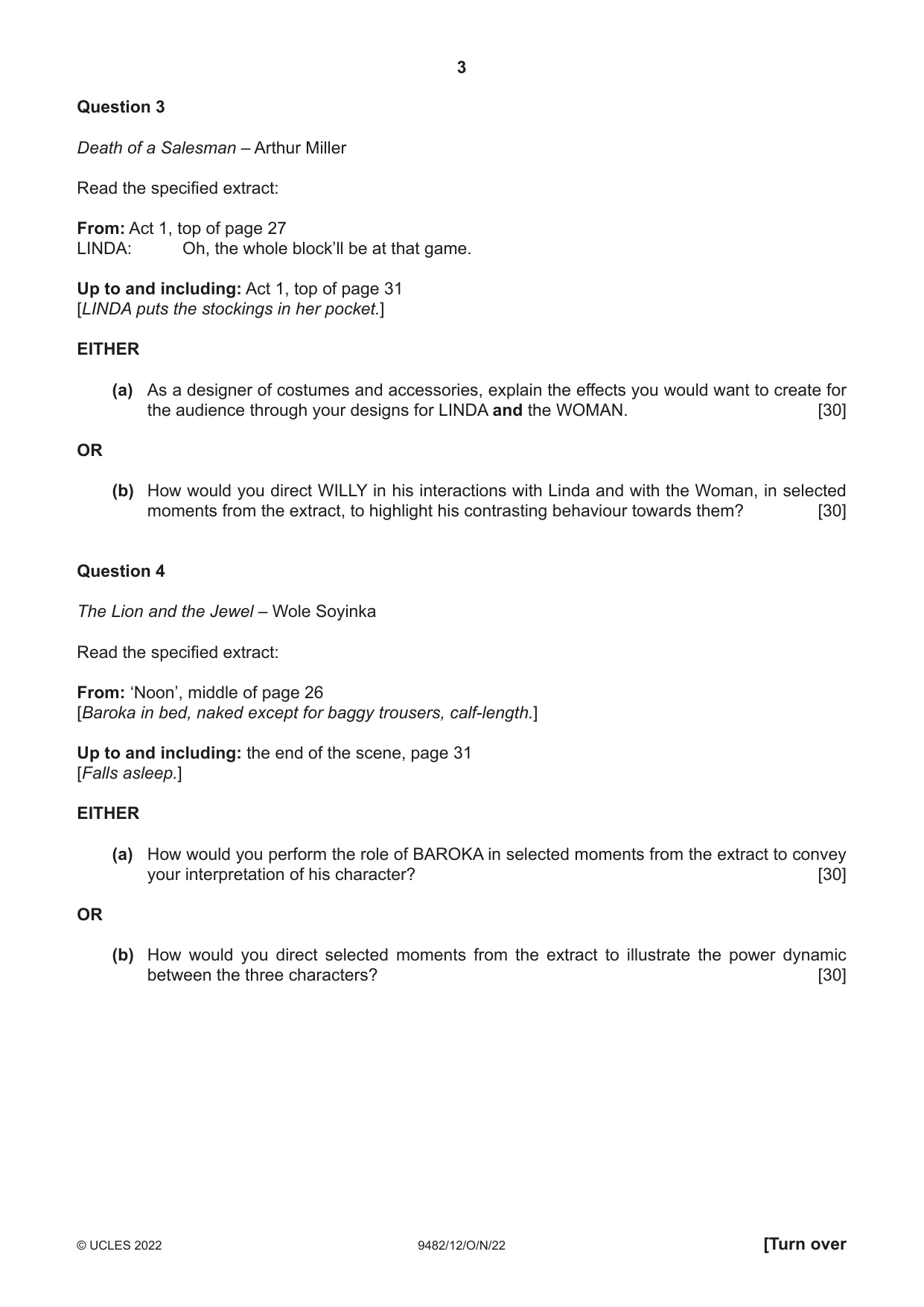 Cambridge A Level Drama 9482 2022 Oct/Nov Paper 1 · Variant 2 question paper, page 3 of 8
