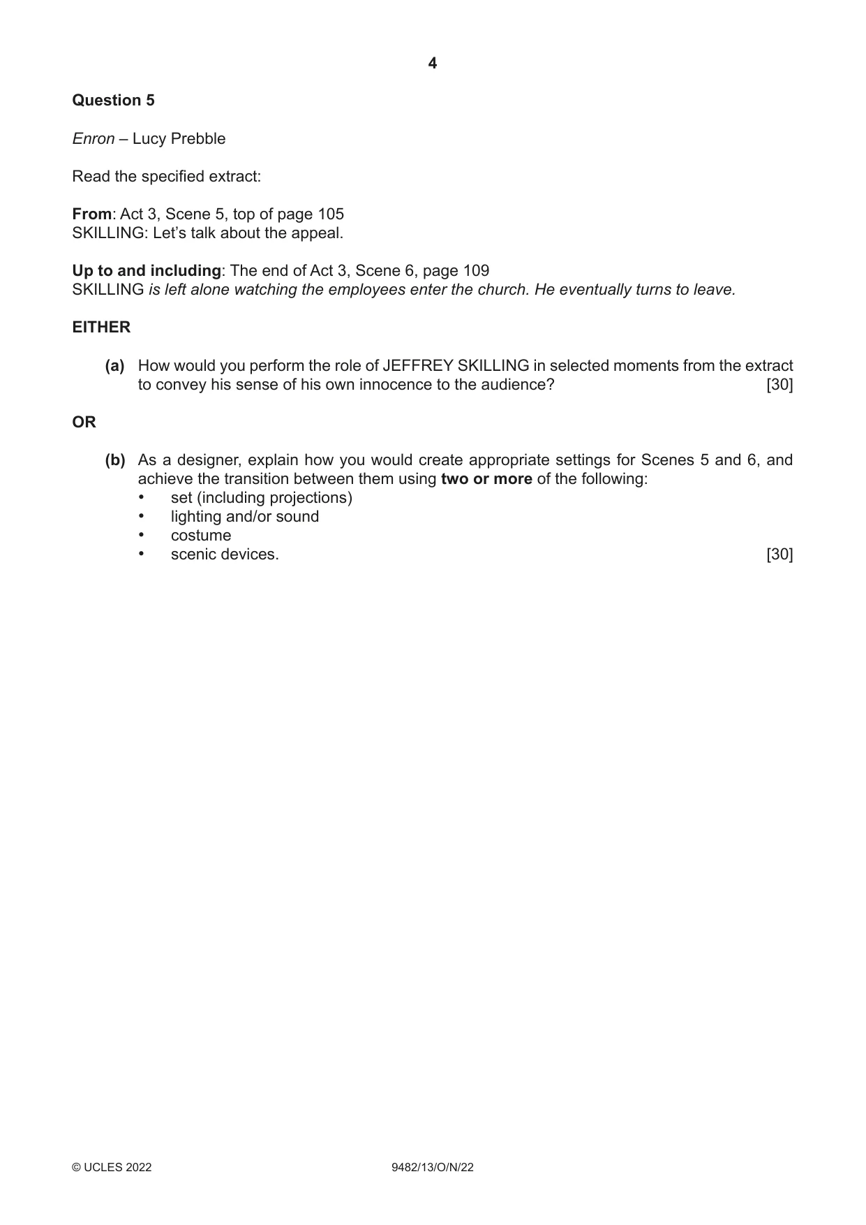 Cambridge A Level Drama 9482 2022 Oct/Nov Paper 1 · Variant 3 question paper, page 4 of 8