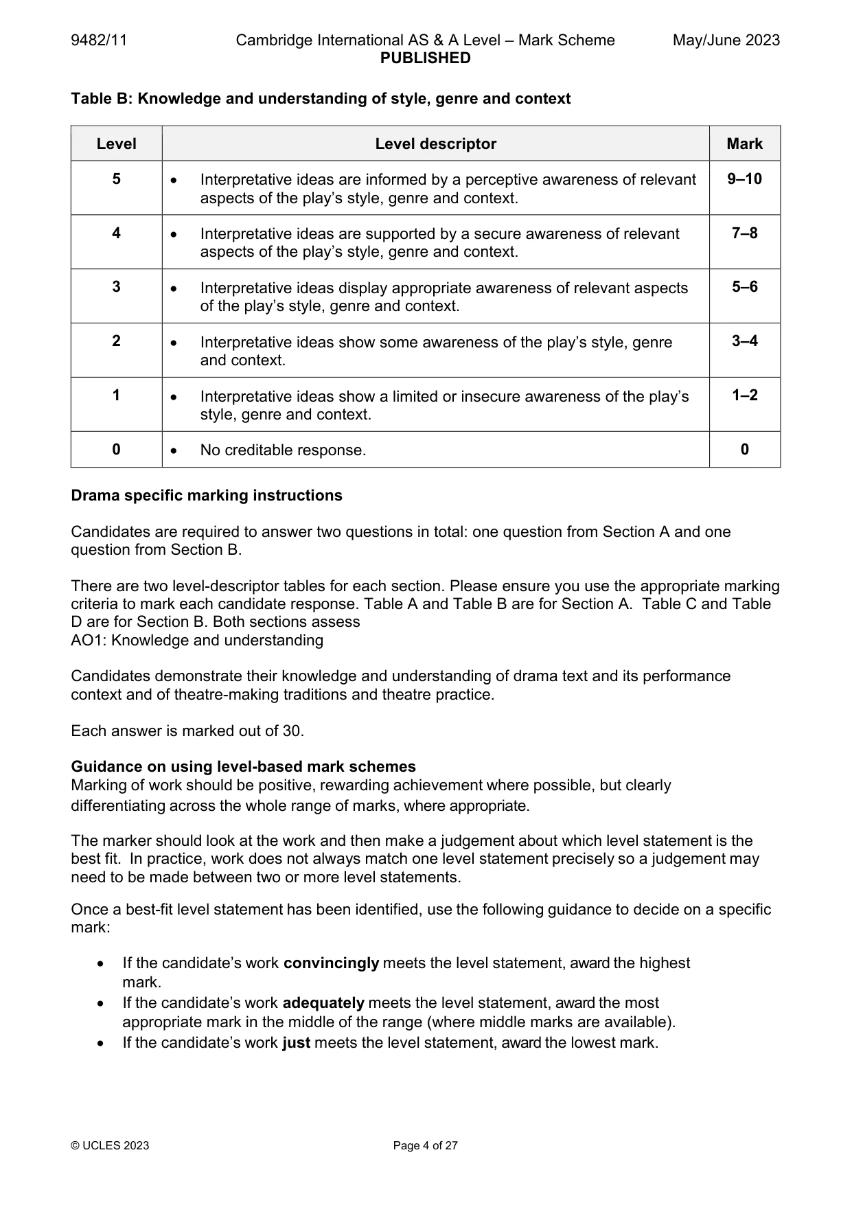 Mark scheme, page 4 of 27
