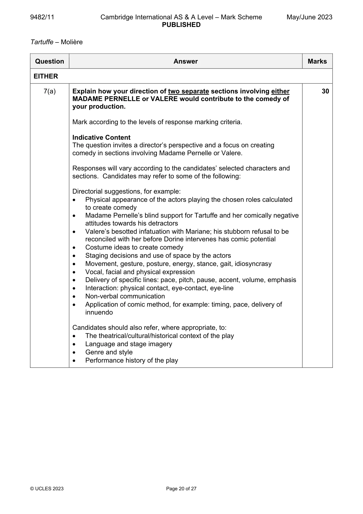 Mark scheme, page 20 of 27
