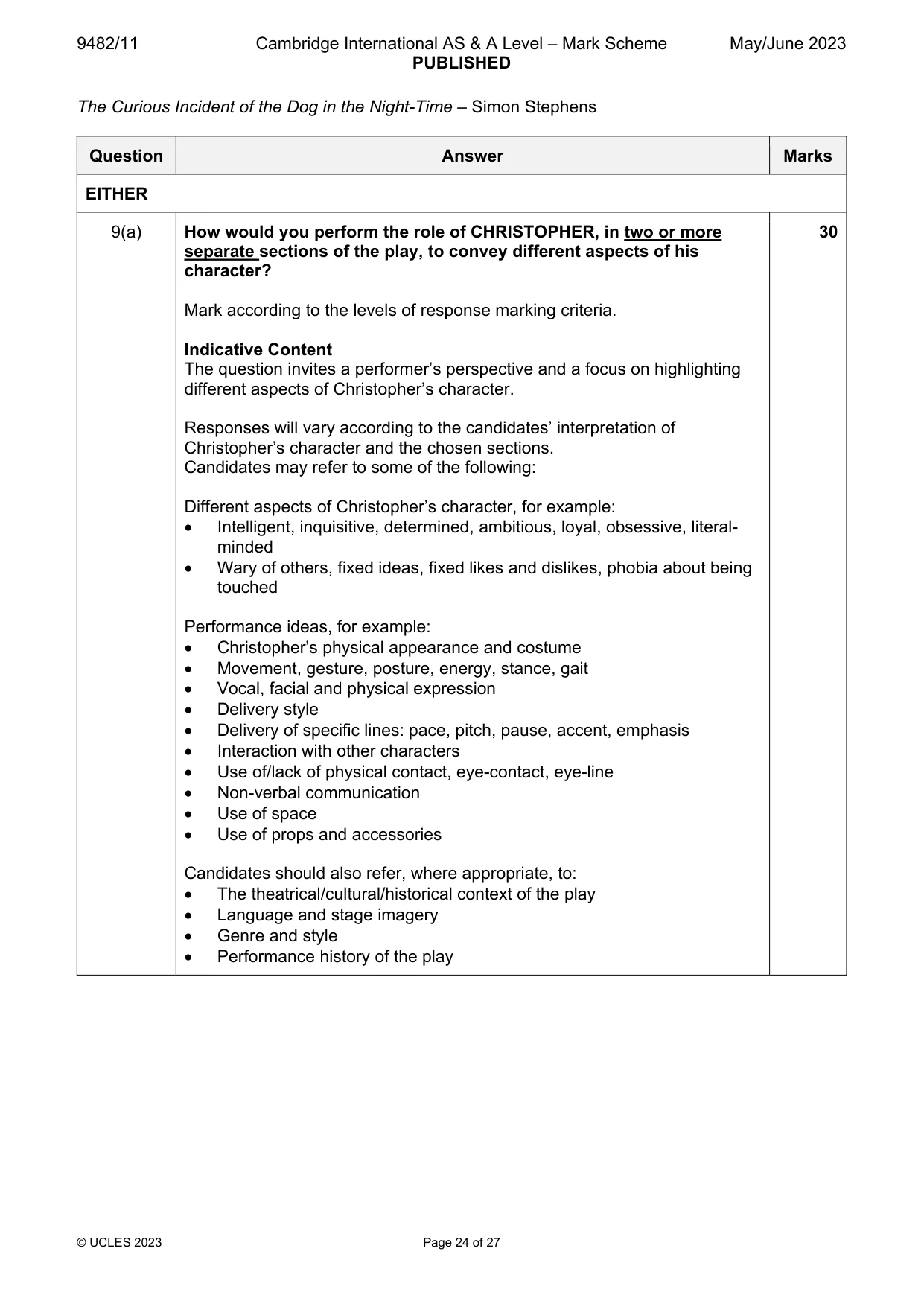 Mark scheme, page 24 of 27