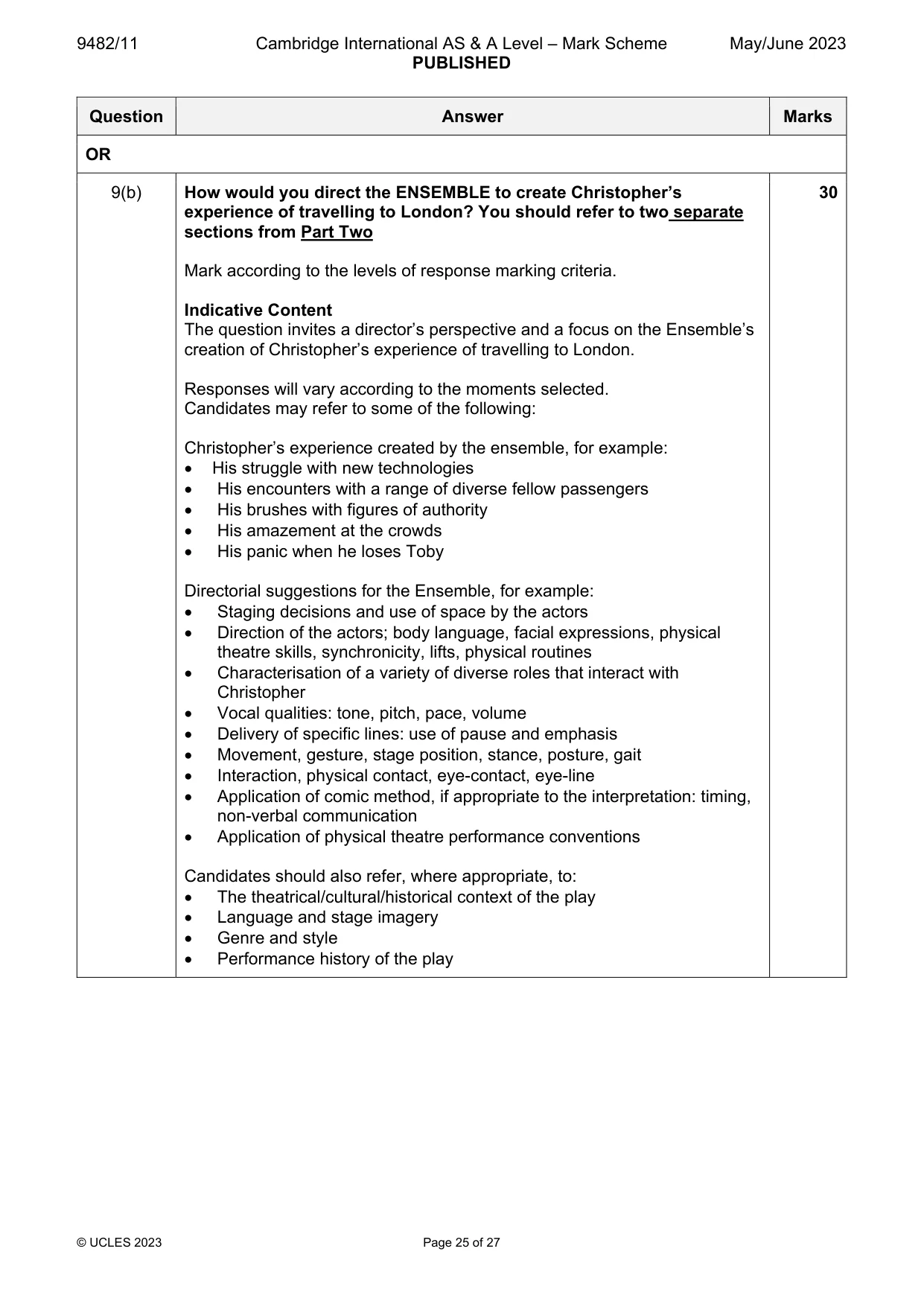 Mark scheme, page 25 of 27