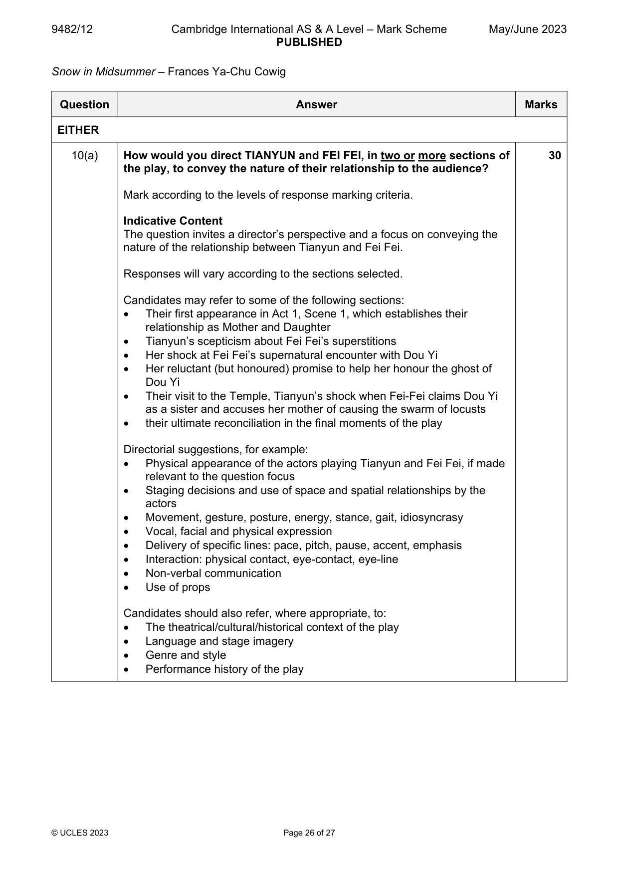 Mark scheme, page 26 of 27