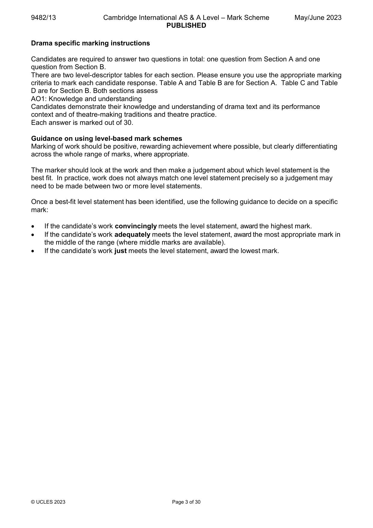 Mark scheme, page 3 of 30