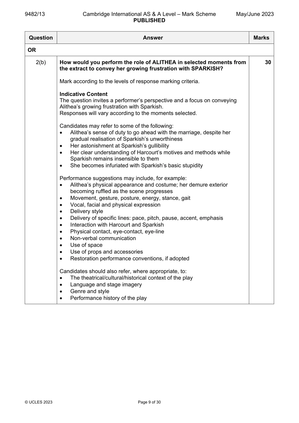 Mark scheme, page 9 of 30