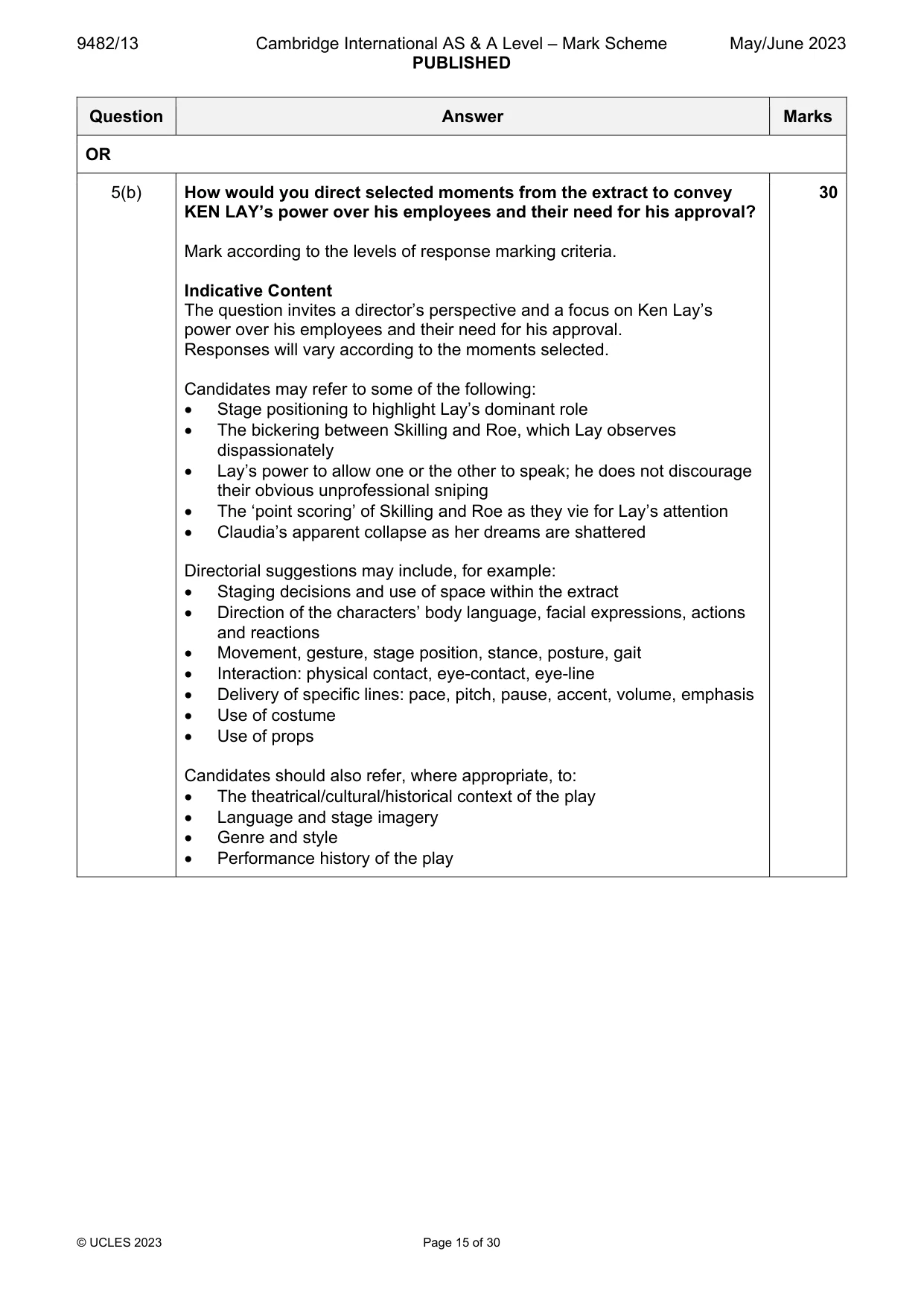 Mark scheme, page 15 of 30