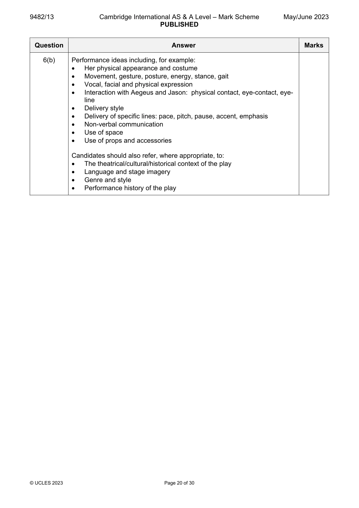 Mark scheme, page 20 of 30