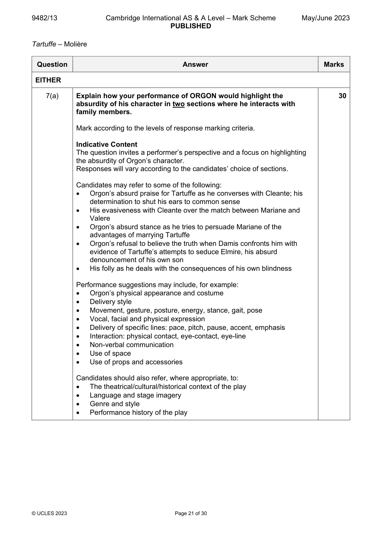 Mark scheme, page 21 of 30