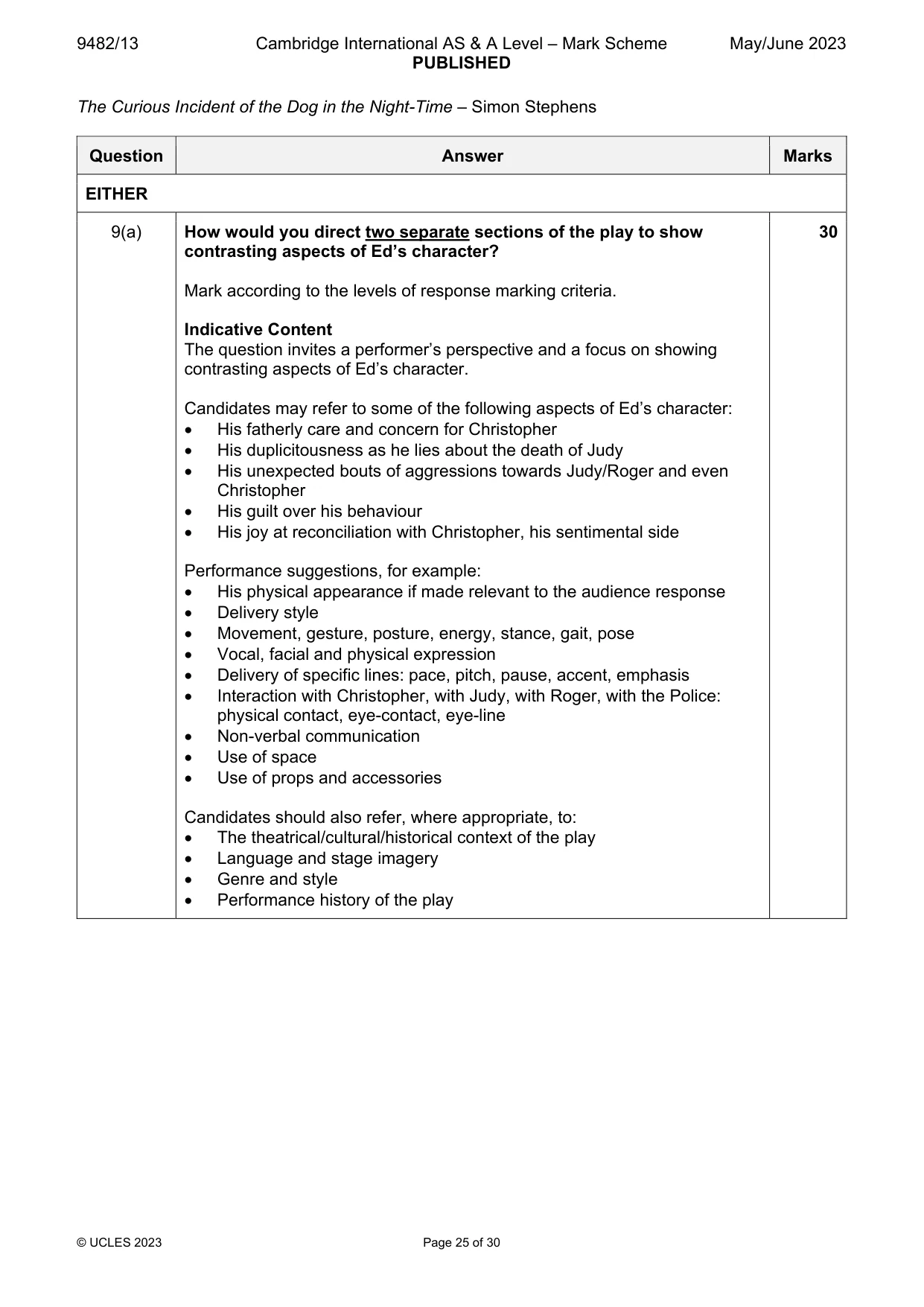 Mark scheme, page 25 of 30