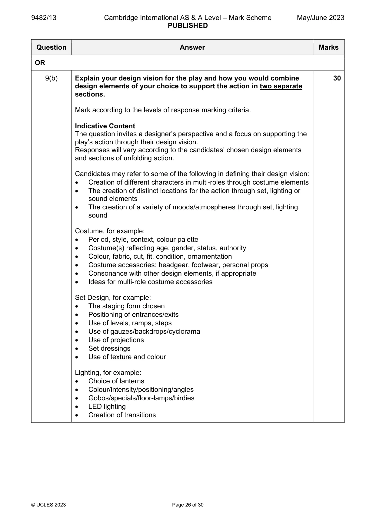 Mark scheme, page 26 of 30