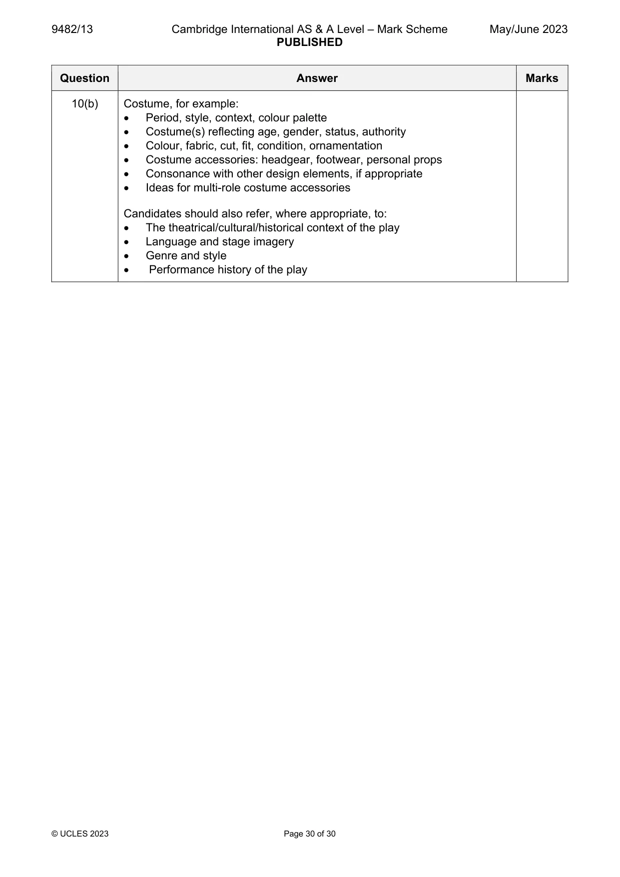 Mark scheme, page 30 of 30