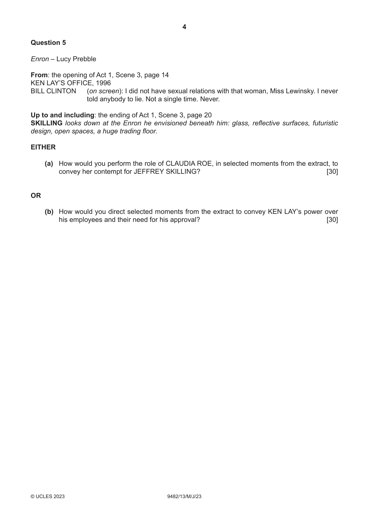 Cambridge A Level Drama 9482 2023 May/June Paper 1 · Variant 3 question paper, page 4 of 8