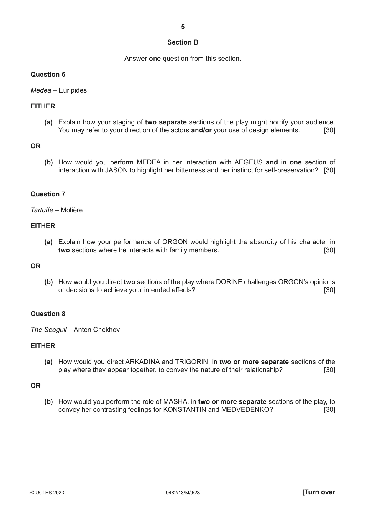 Cambridge A Level Drama 9482 2023 May/June Paper 1 · Variant 3 question paper, page 5 of 8