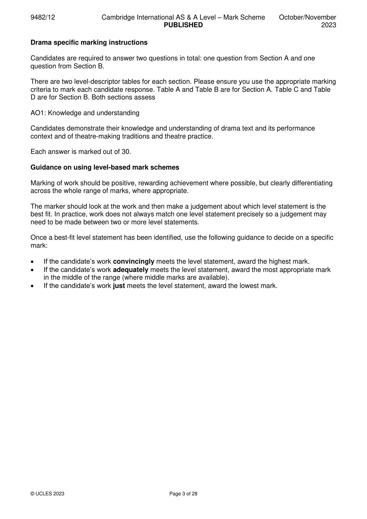 Mark scheme, page 3 of 28