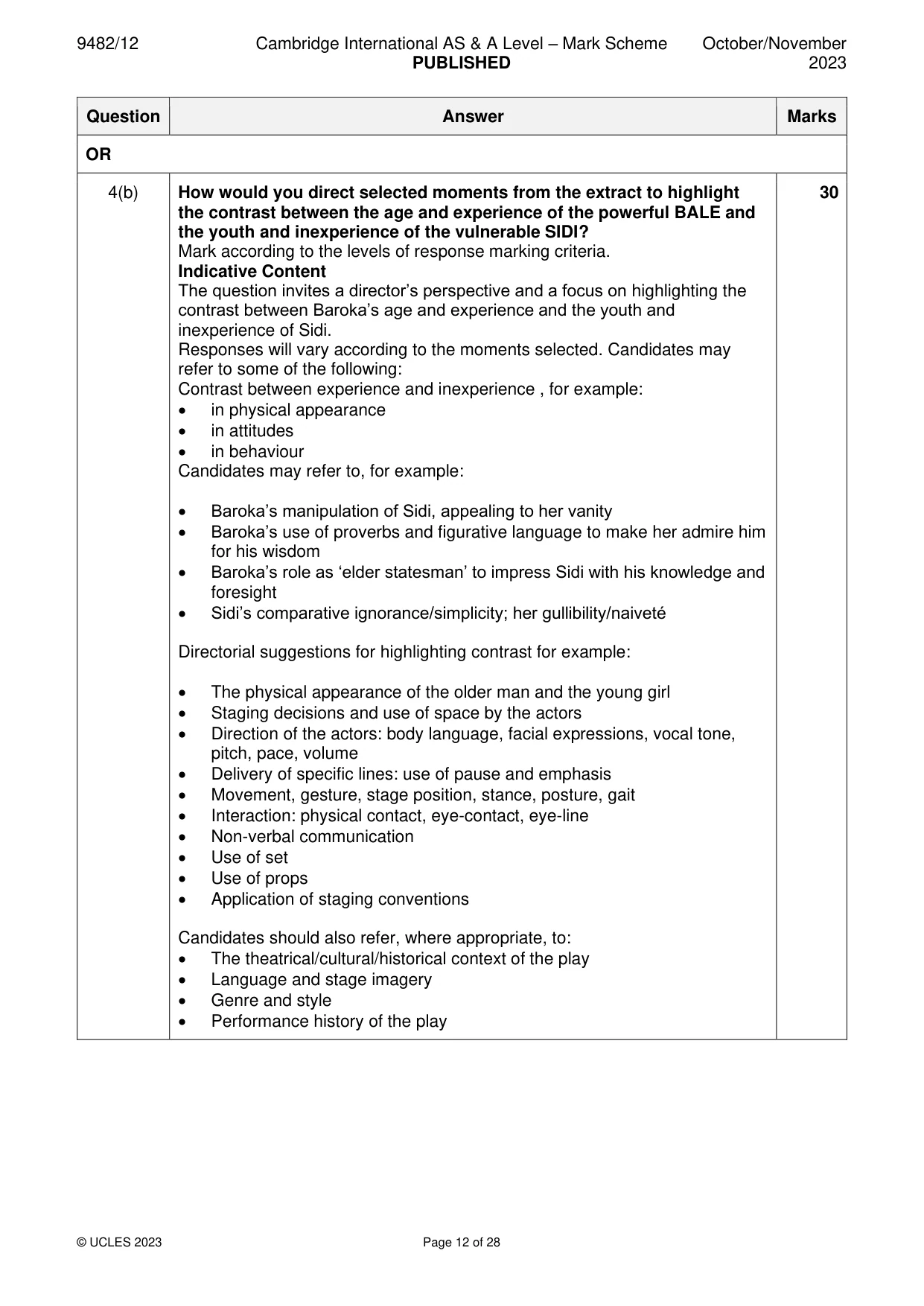 Mark scheme, page 12 of 28