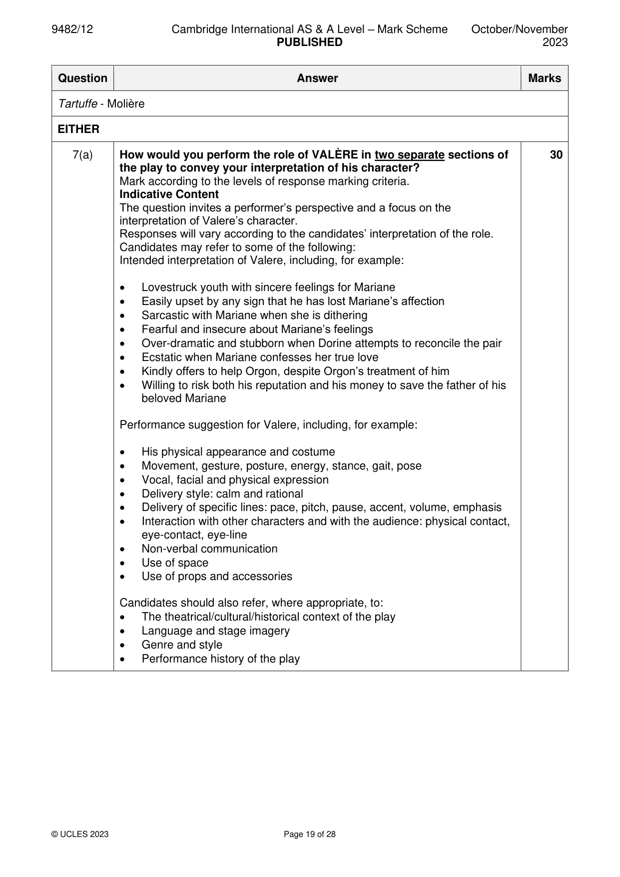 Mark scheme, page 19 of 28