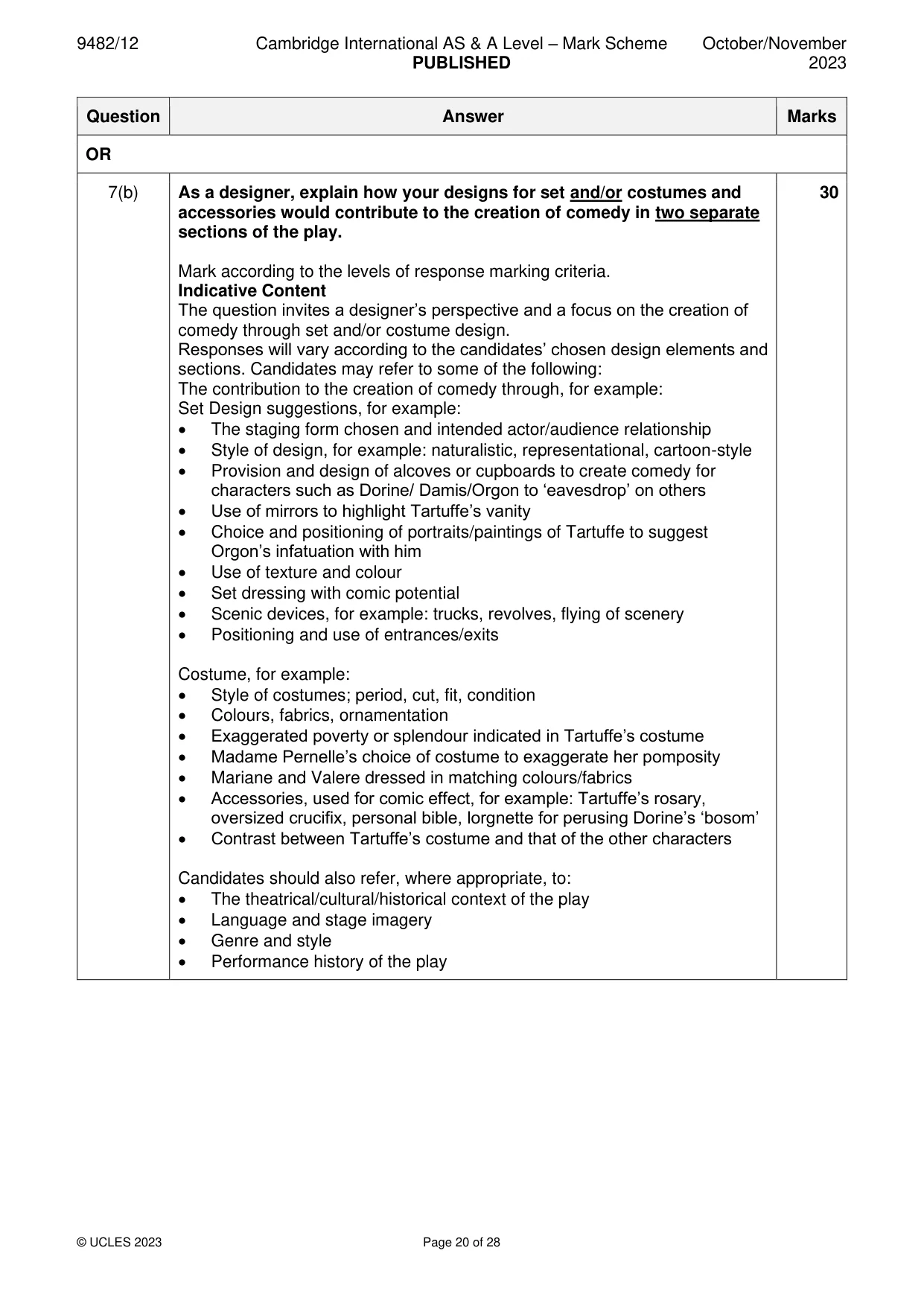 Mark scheme, page 20 of 28