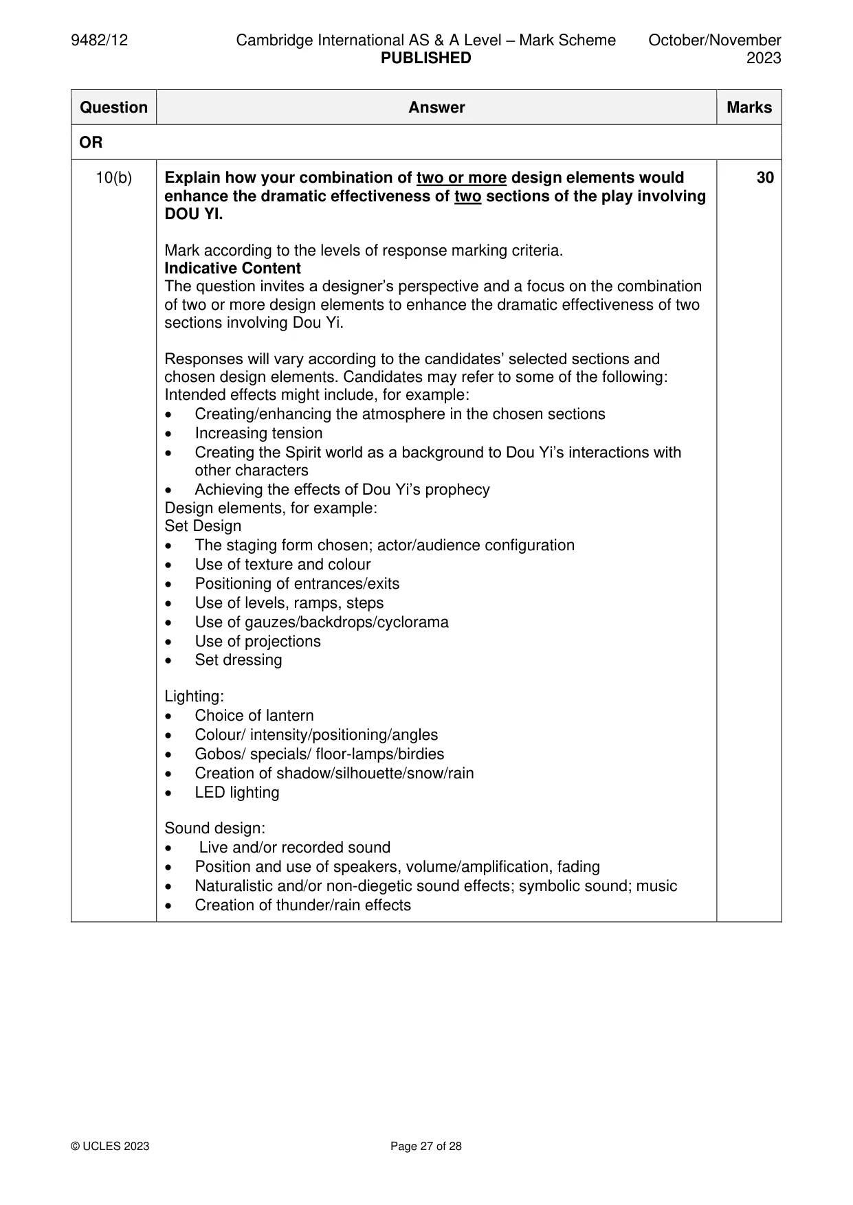 Mark scheme, page 27 of 28