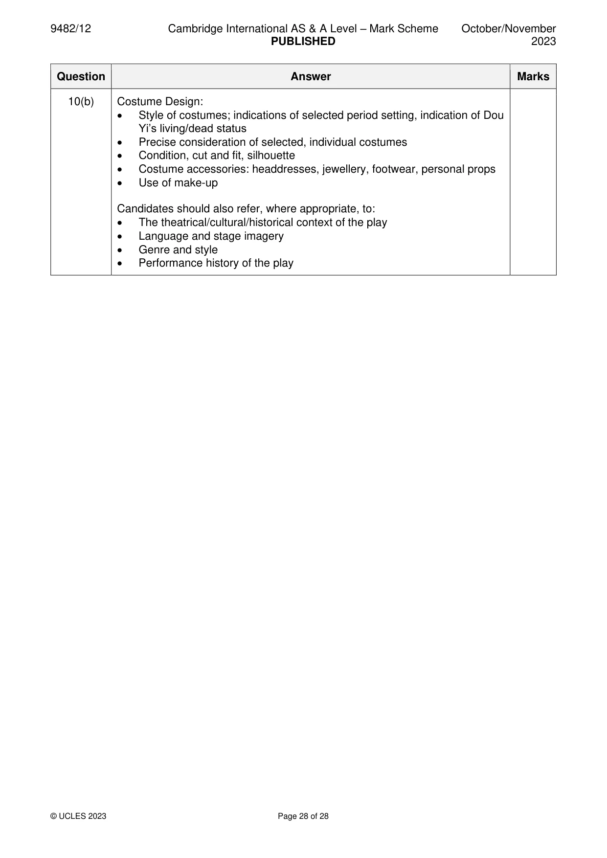 Mark scheme, page 28 of 28