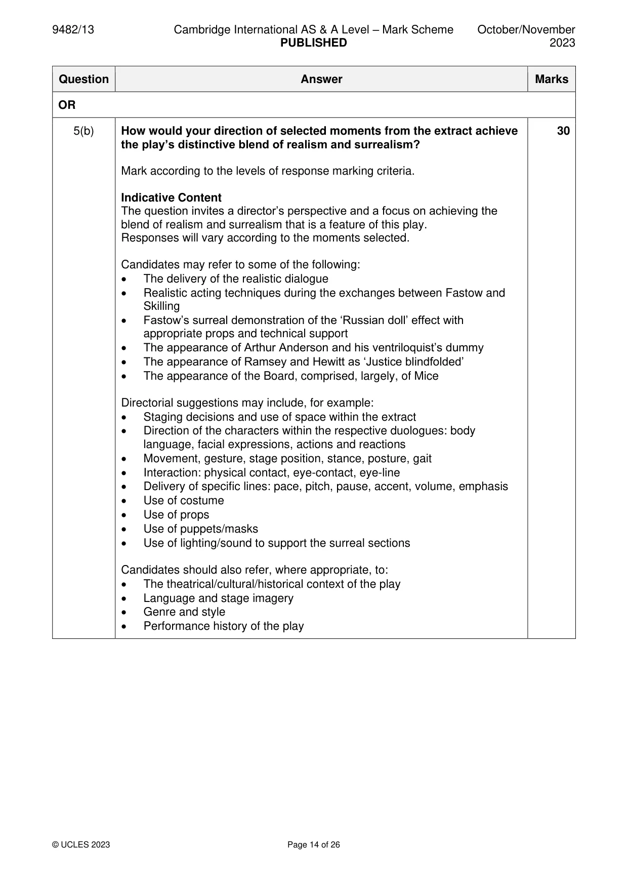 Mark scheme, page 14 of 26