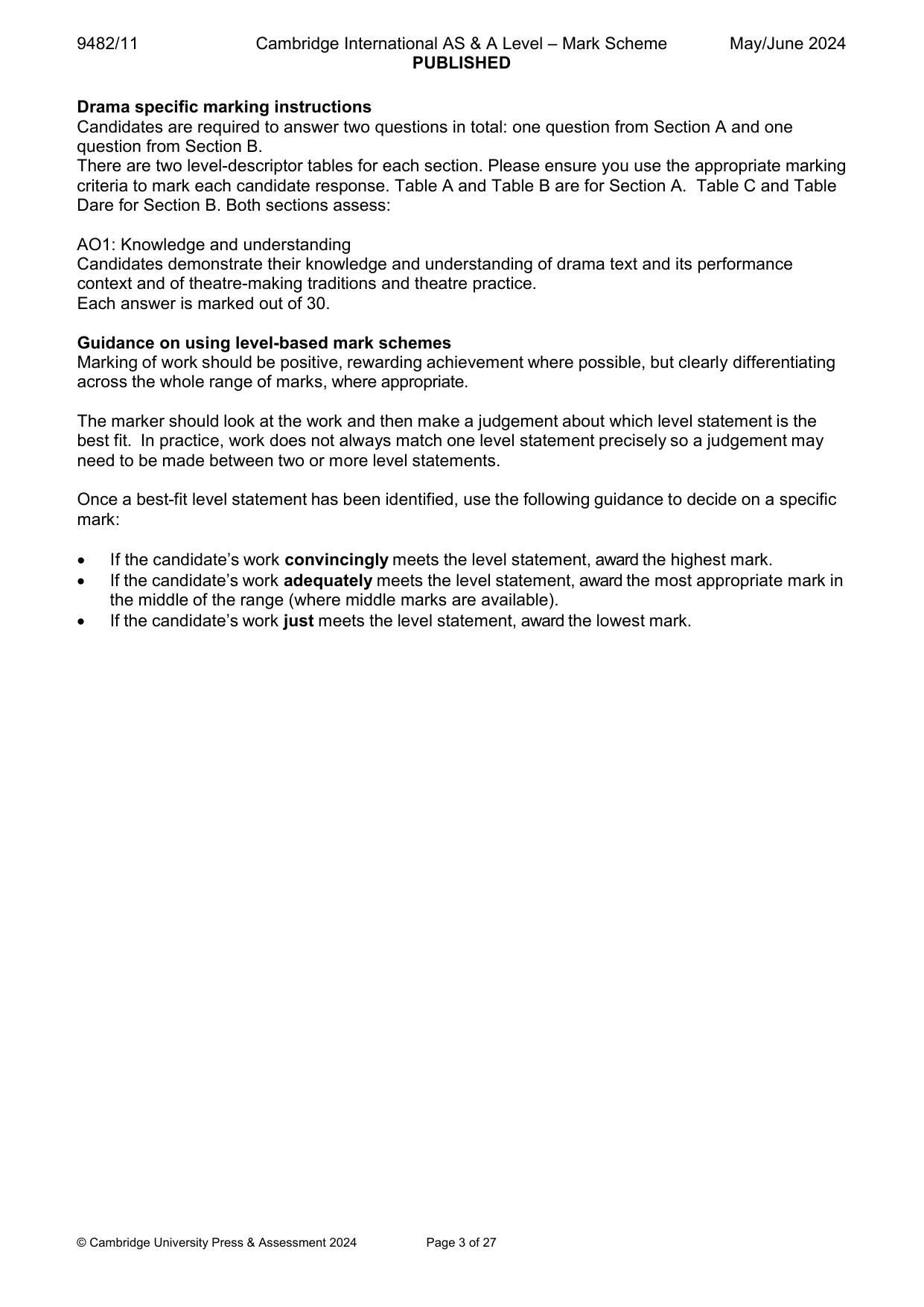 Mark scheme, page 3 of 27