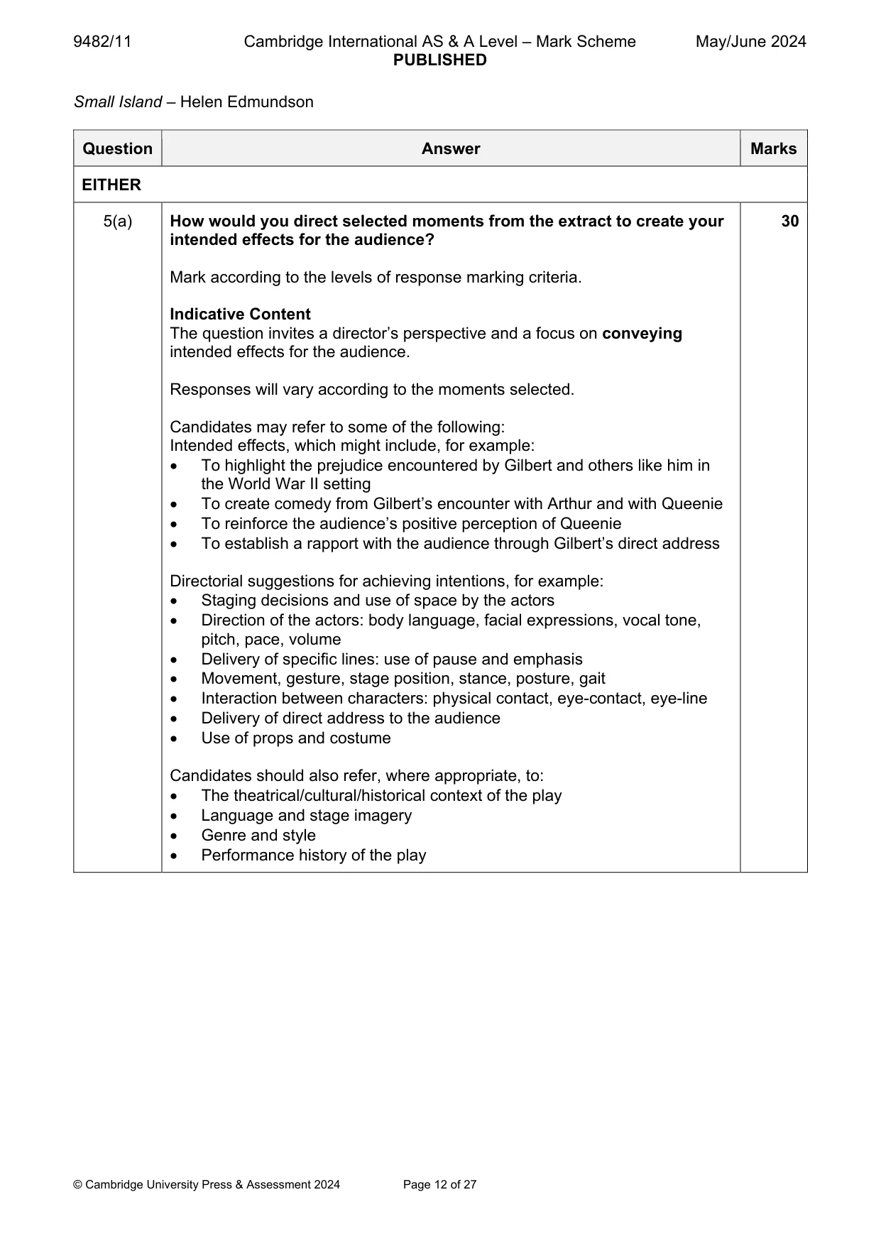 Mark scheme, page 12 of 27
