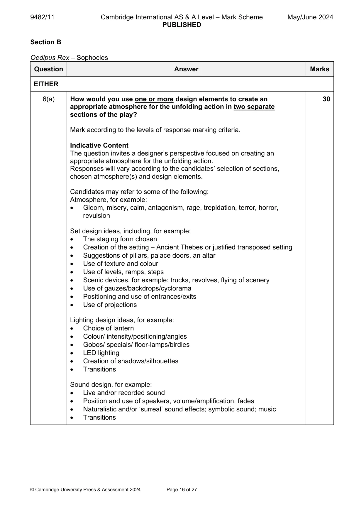 Mark scheme, page 16 of 27