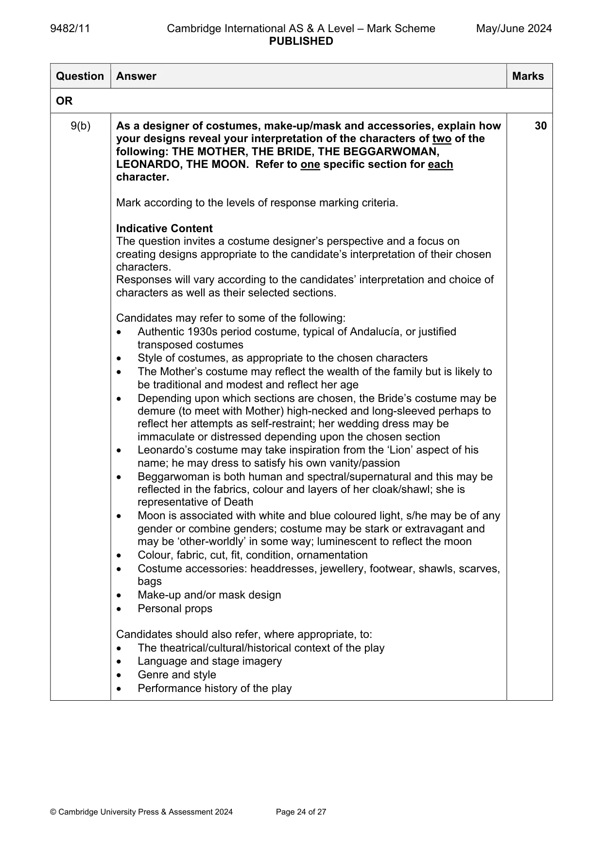 Mark scheme, page 24 of 27