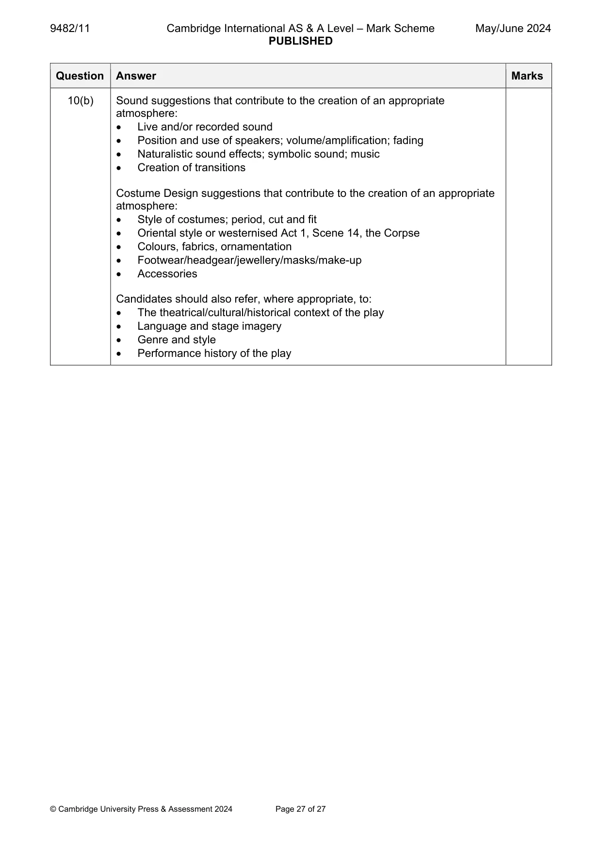 Mark scheme, page 27 of 27