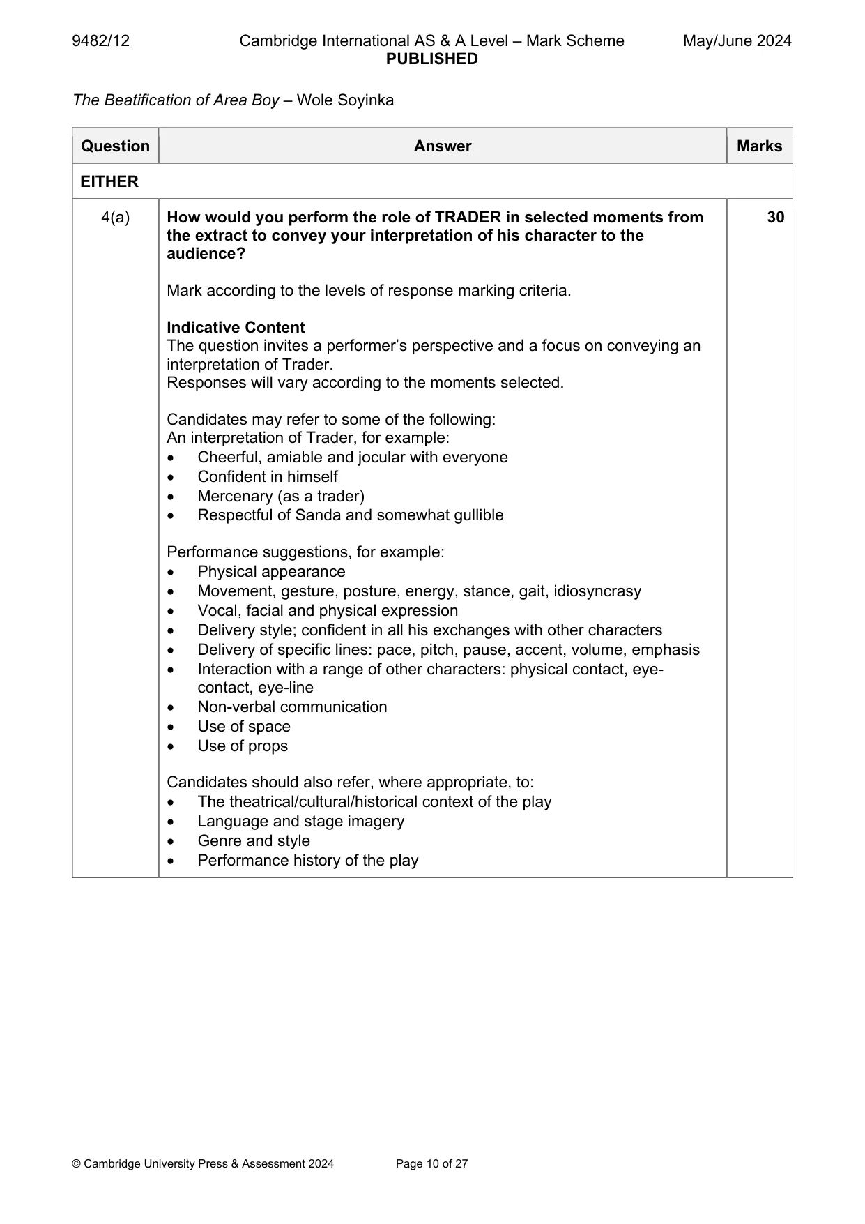 Mark scheme, page 10 of 27
