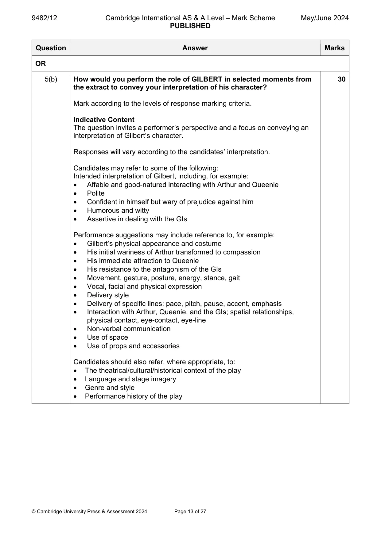 Mark scheme, page 13 of 27