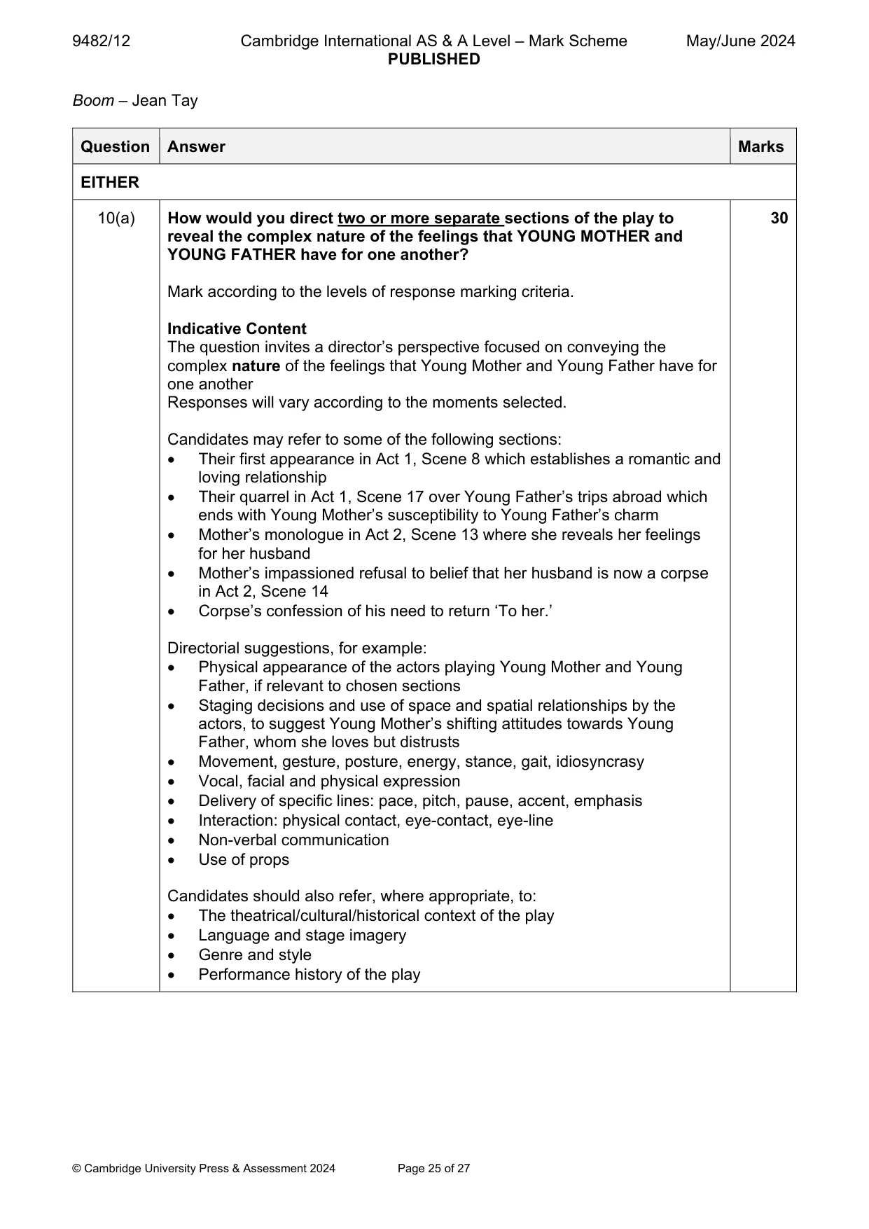 Mark scheme, page 25 of 27