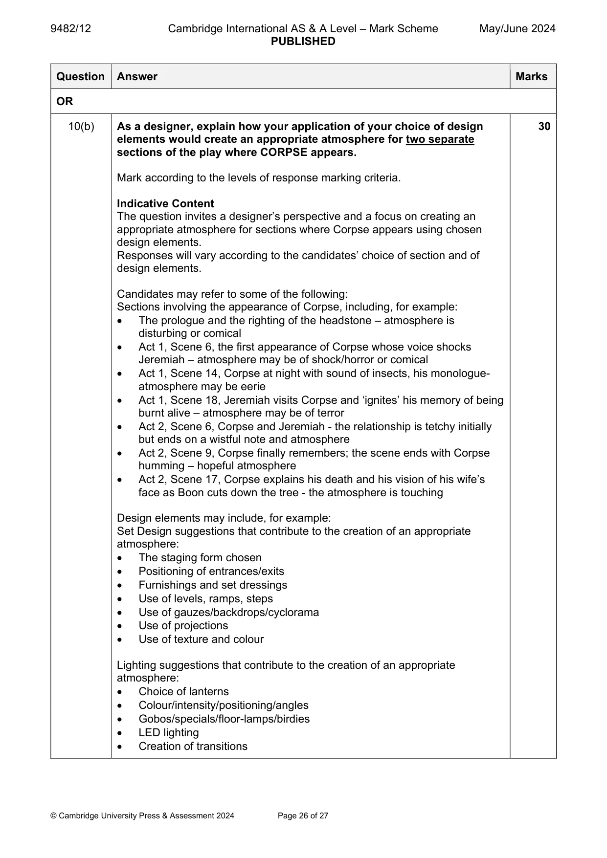 Mark scheme, page 26 of 27