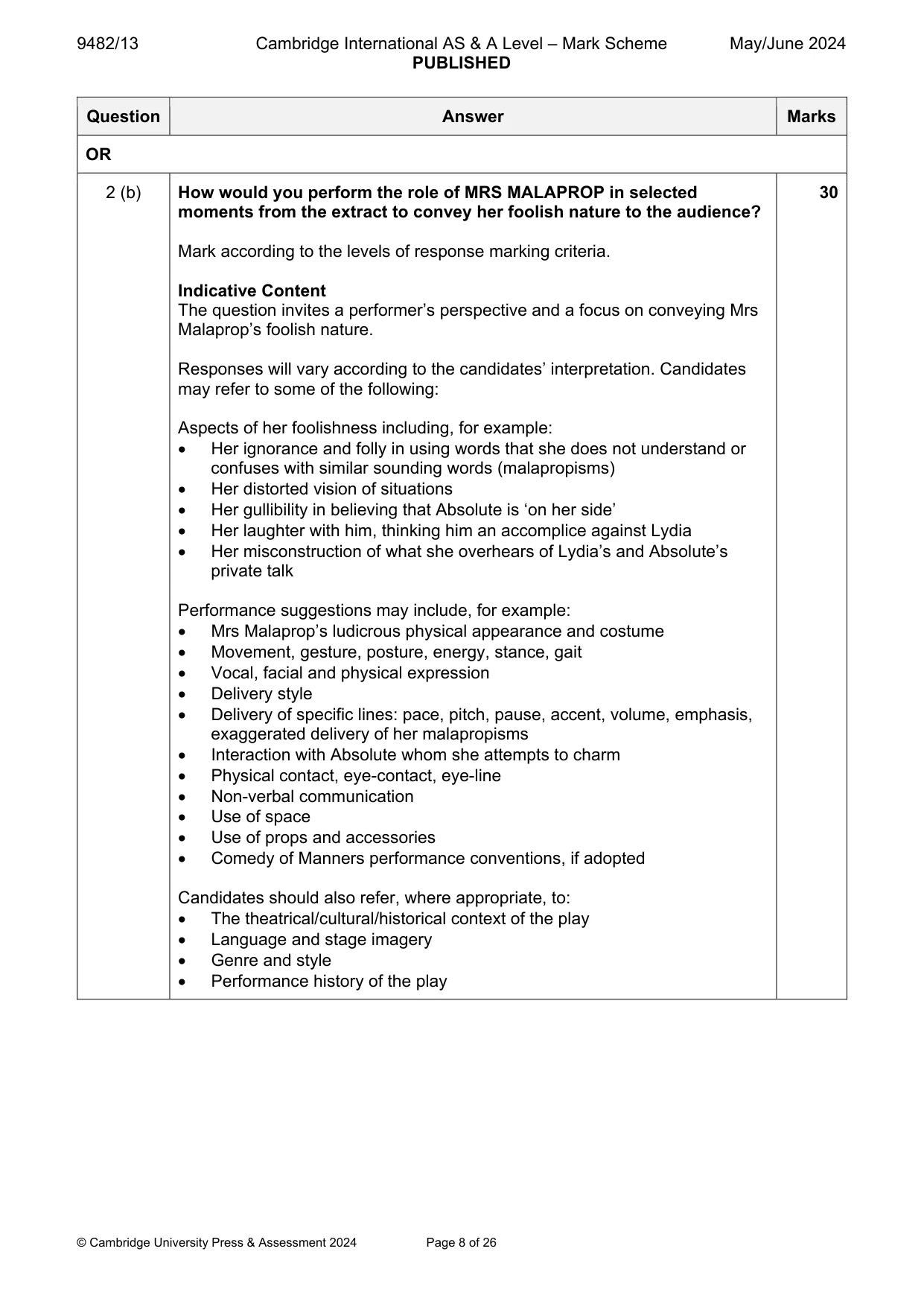 Mark scheme, page 8 of 26