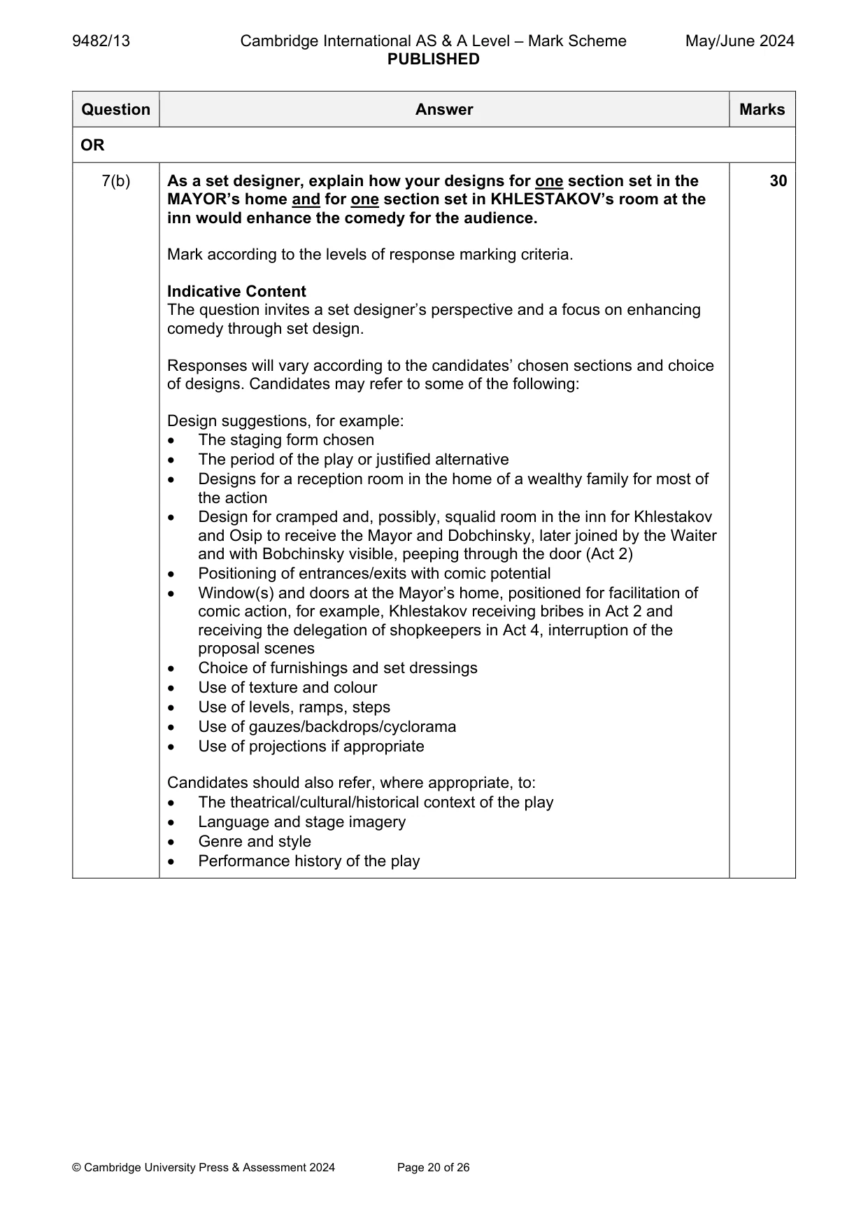 Mark scheme, page 20 of 26